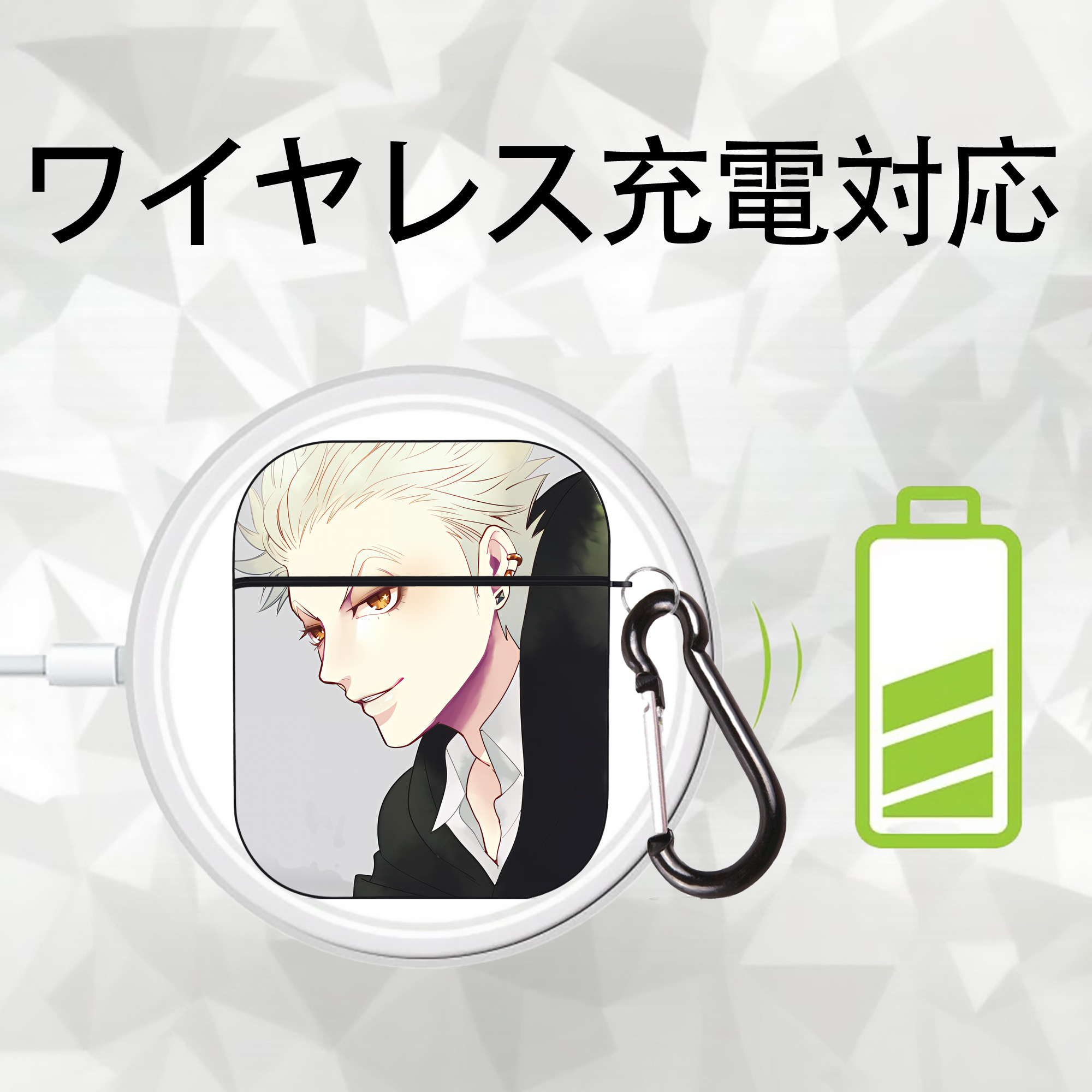ハイキュー!! Haikyu!! AirPods 第2世代保護ケース ハードシェル ブラック 耐衝撃・防指紋・カラビナ付き