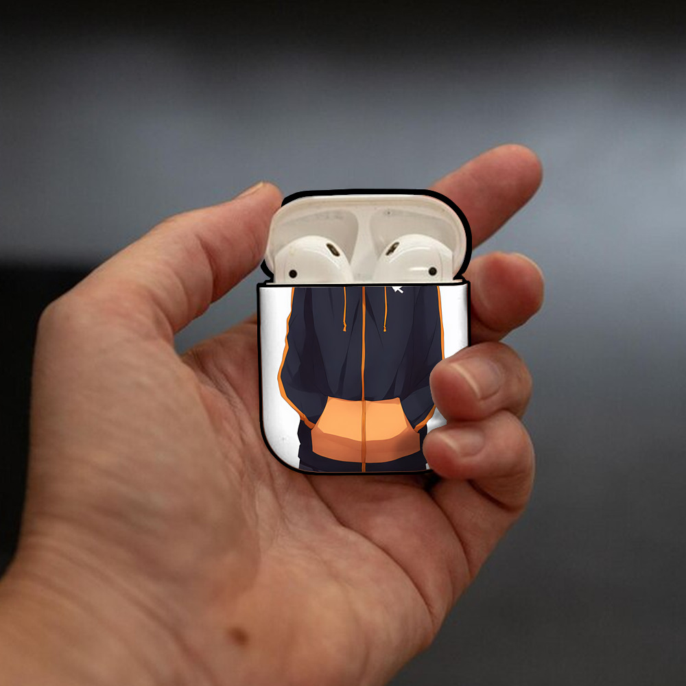 ハイキュー!! Haikyu!! AirPods 第2世代保護ケース ハードシェル ブラック 耐衝撃・防指紋・カラビナ付き