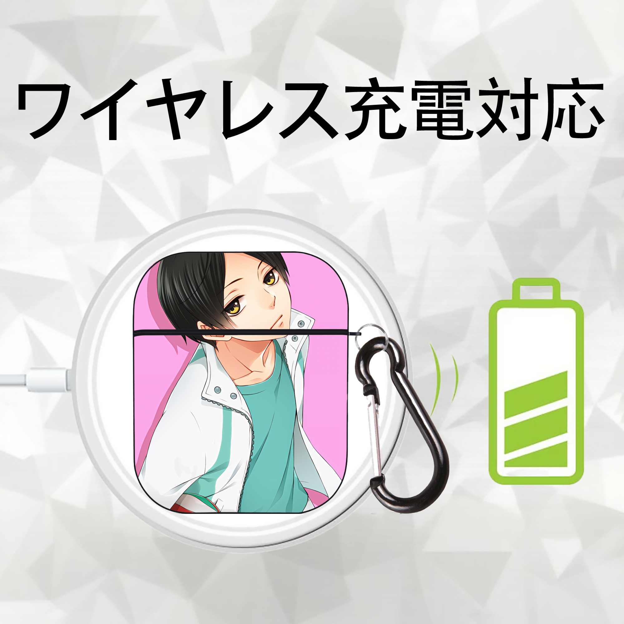 ハイキュー!! Haikyu!! AirPods 第2世代保護ケース ハードシェル ブラック 耐衝撃・防指紋・カラビナ付き