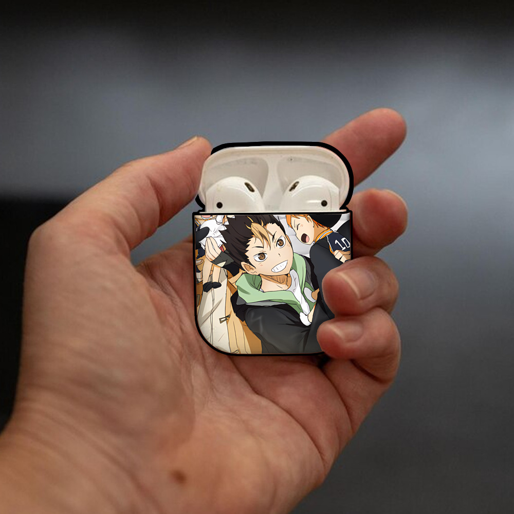 ハイキュー!! Haikyu!! AirPods 第2世代保護ケース ハードシェル ブラック 耐衝撃・防指紋・カラビナ付き