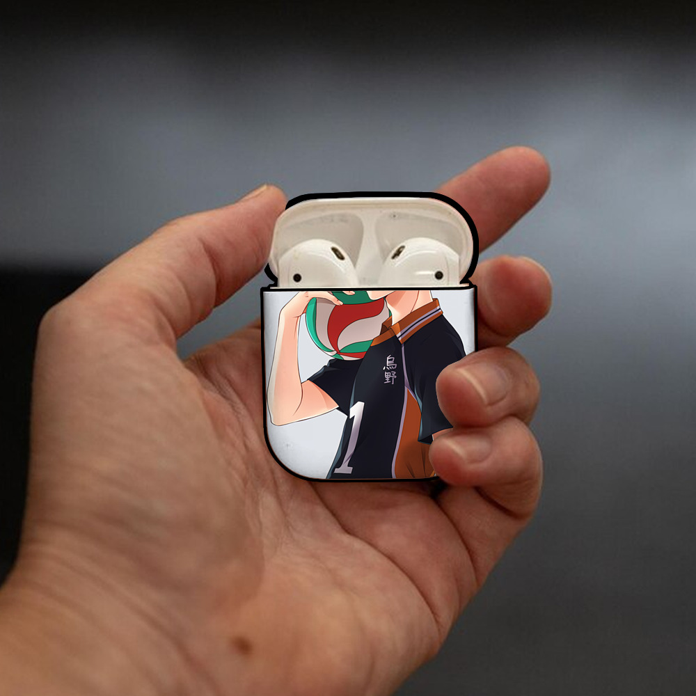 ハイキュー!! Haikyu!! AirPods 第2世代保護ケース ハードシェル ブラック 耐衝撃・防指紋・カラビナ付き
