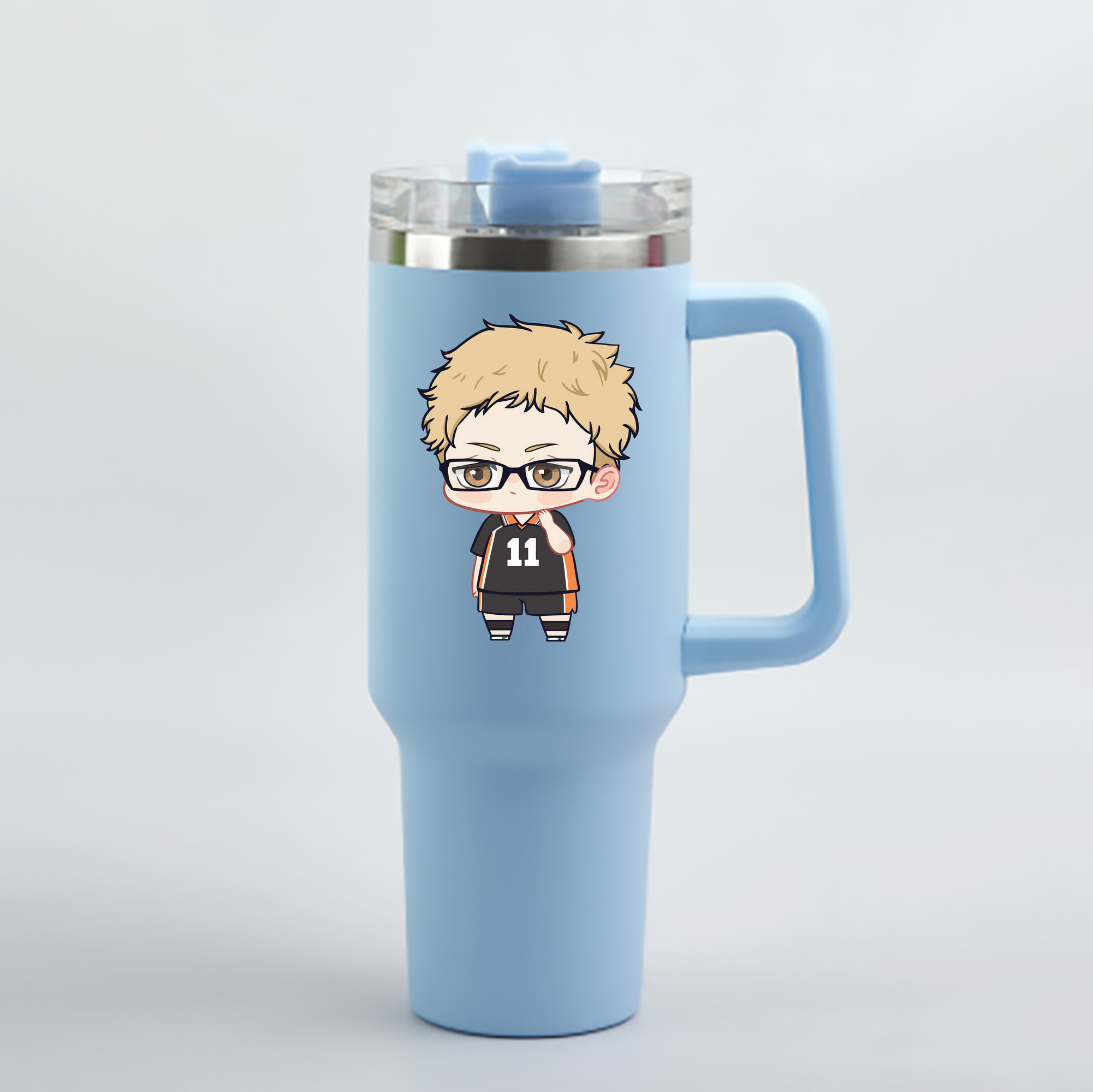 （画像用） ハイキュー!! Haikyu!! 1200mL車用タンブラー - クリスタルステッカー（プラスチックストロー付き）