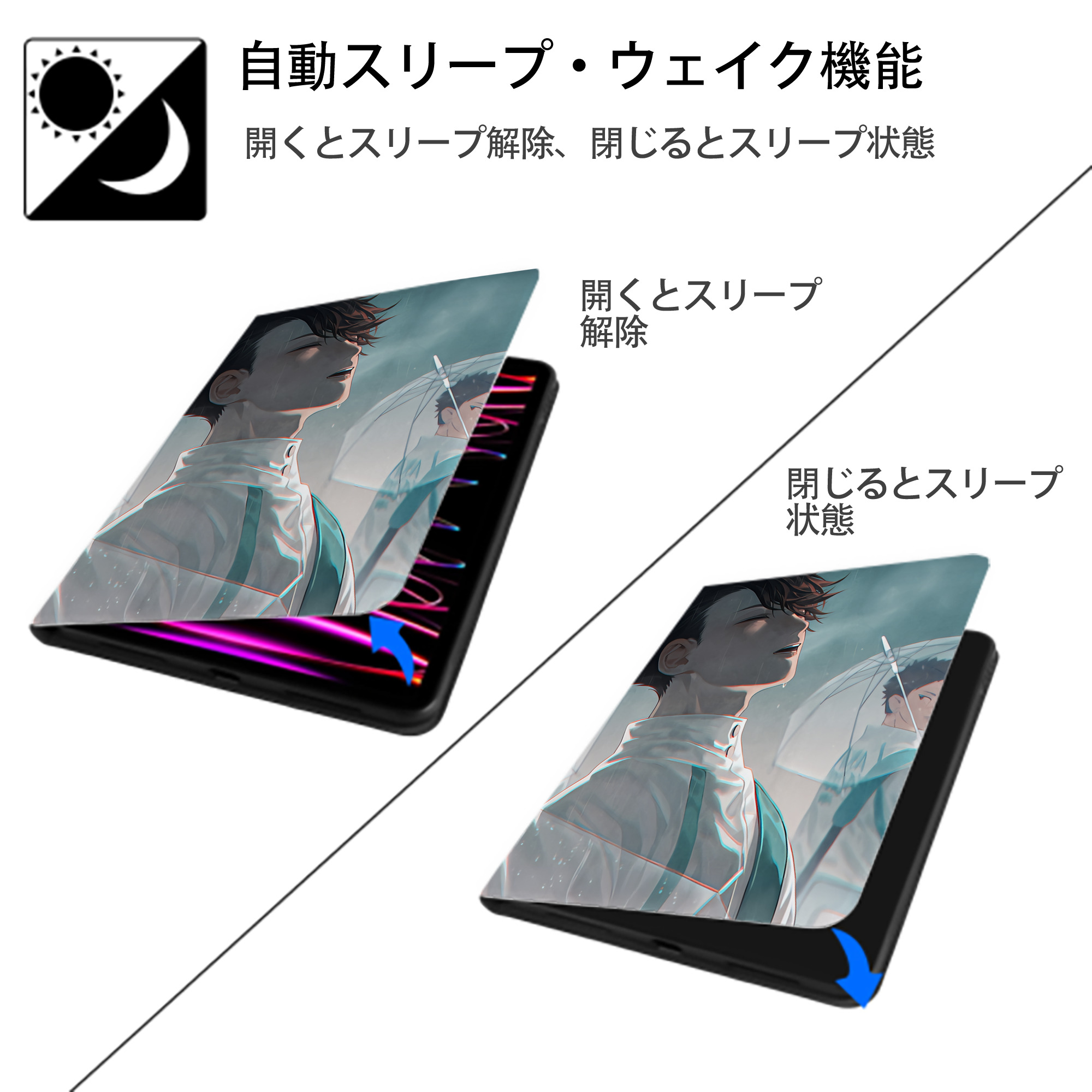 ハイキュー!! Haikyu!! IPad ケース ペン収納付き 三つ折りスタンド PUレザー×シリコン 対応機種9.5/10.5/10.9インチ