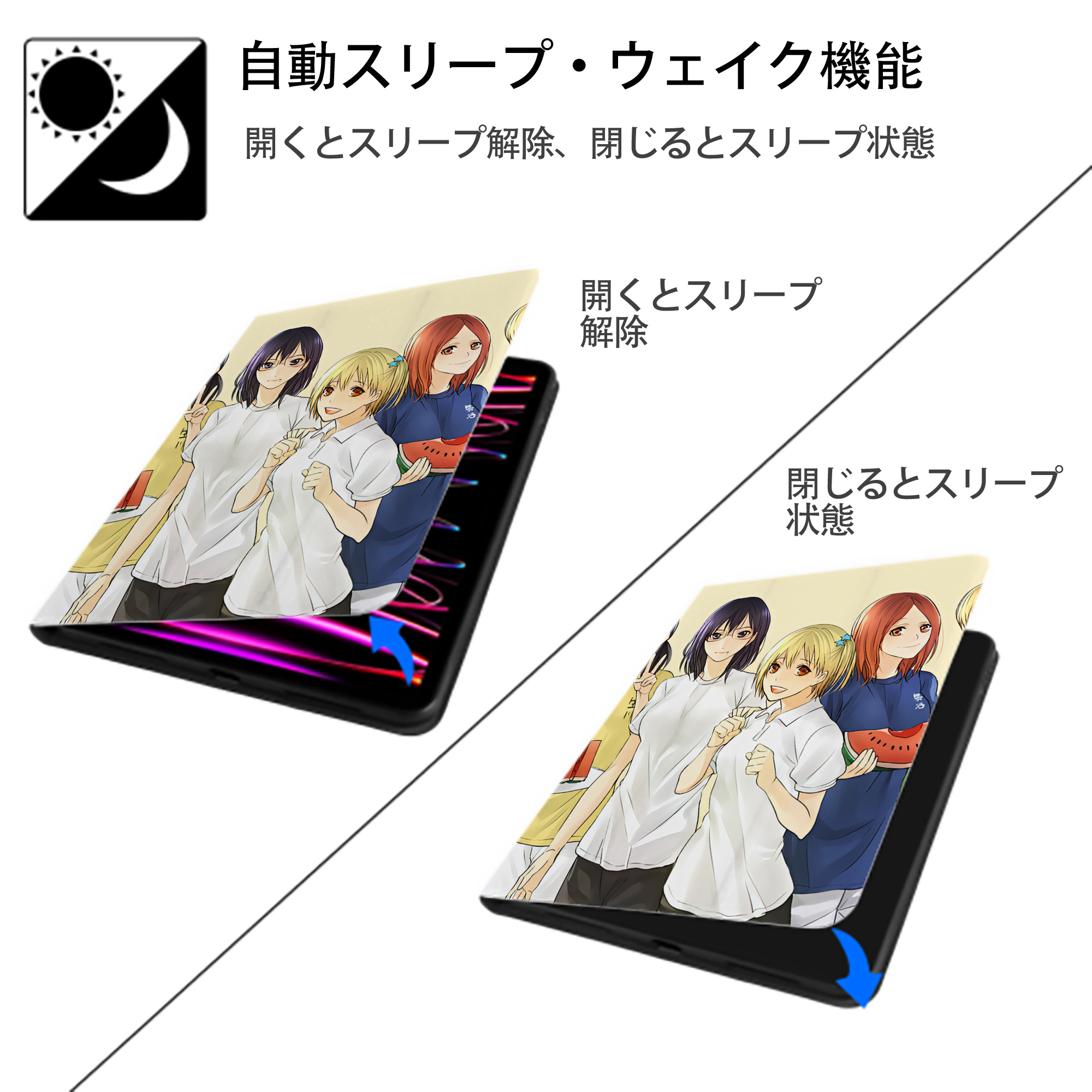 ハイキュー!! Haikyu!! IPad ケース ペン収納付き 三つ折りスタンド PUレザー×シリコン 対応機種9.5/10.5/10.9インチ