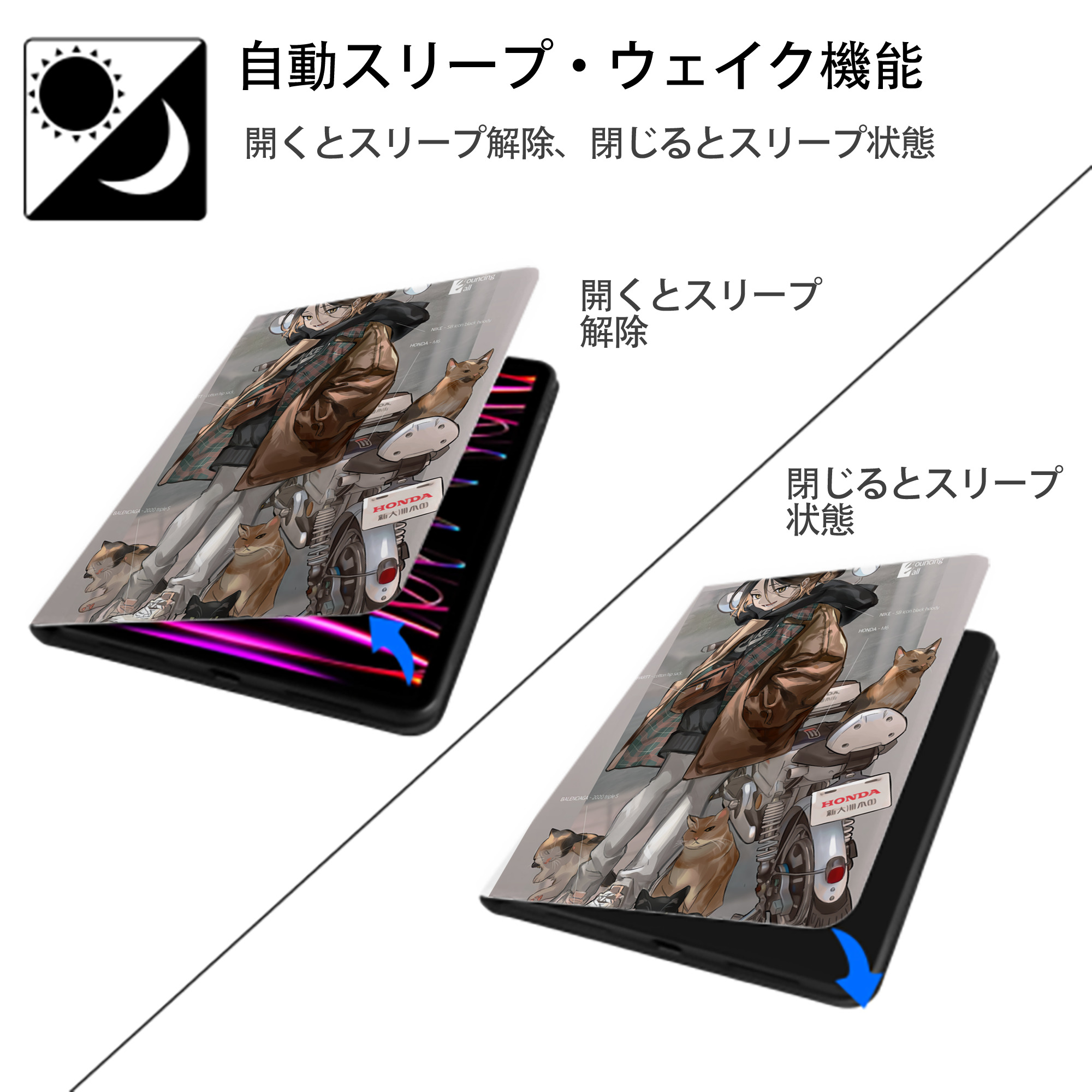 ハイキュー!! Haikyu!! IPad ケース ペン収納付き 三つ折りスタンド PUレザー×シリコン 対応機種9.5/10.5/10.9インチ