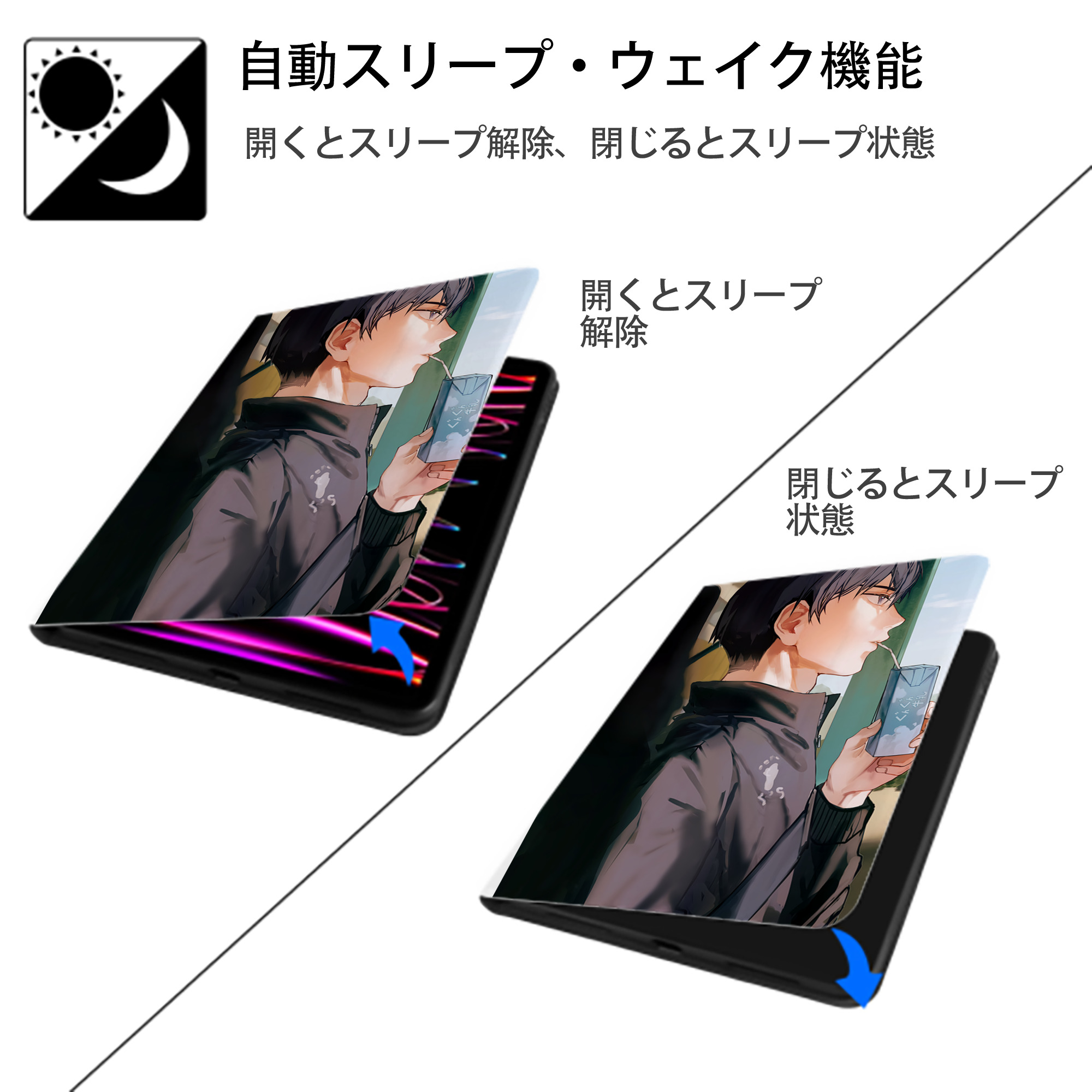 ハイキュー!! Haikyu!! IPad ケース ペン収納付き 三つ折りスタンド PUレザー×シリコン 対応機種9.5/10.5/10.9インチ