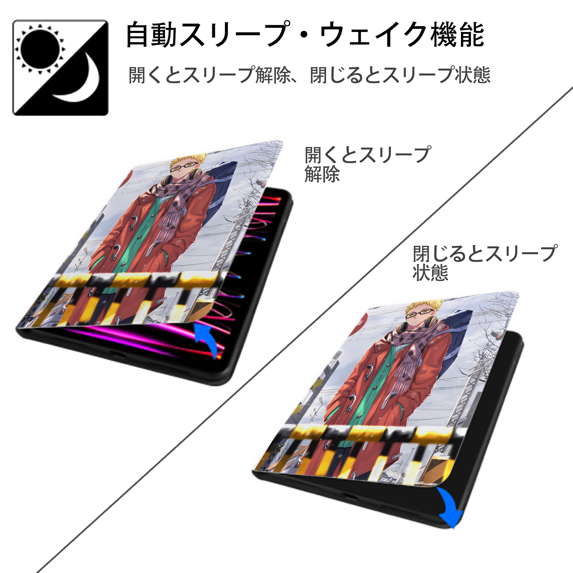 ハイキュー!! Haikyu!! IPad ケース ペン収納付き 三つ折りスタンド PUレザー×シリコン 対応機種9.5/10.5/10.9インチ