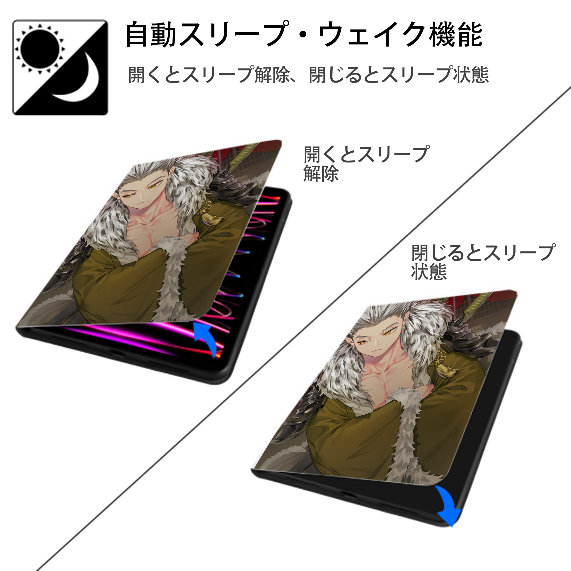 ハイキュー!! Haikyu!! IPad ケース ペン収納付き 三つ折りスタンド PUレザー×シリコン 対応機種9.5/10.5/10.9インチ