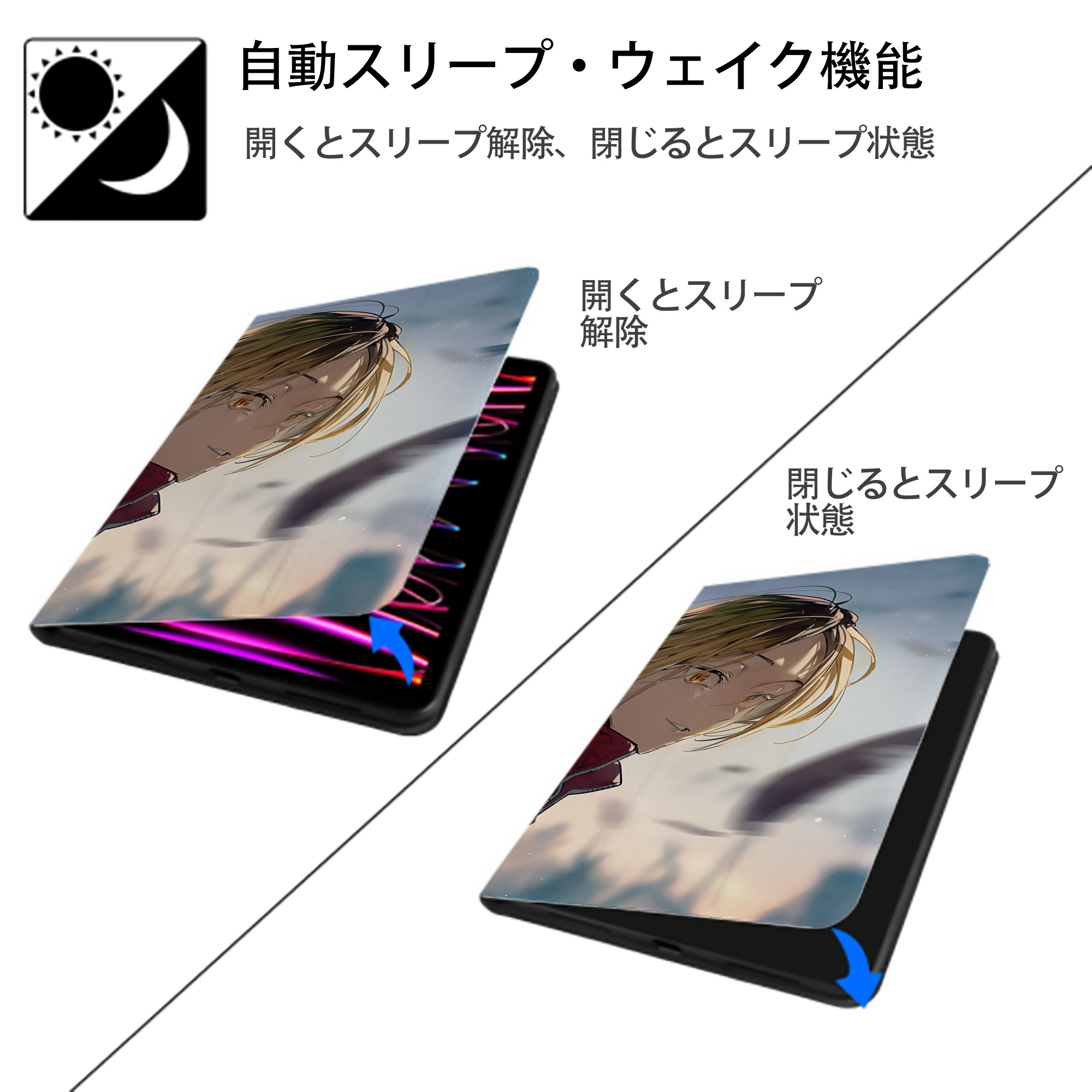 ハイキュー!! Haikyu!! IPad ケース ブック型 PUレザー TPU 耐衝撃 軽量 薄型 ペン収納なし 全面保護 IPad 各モデル対応