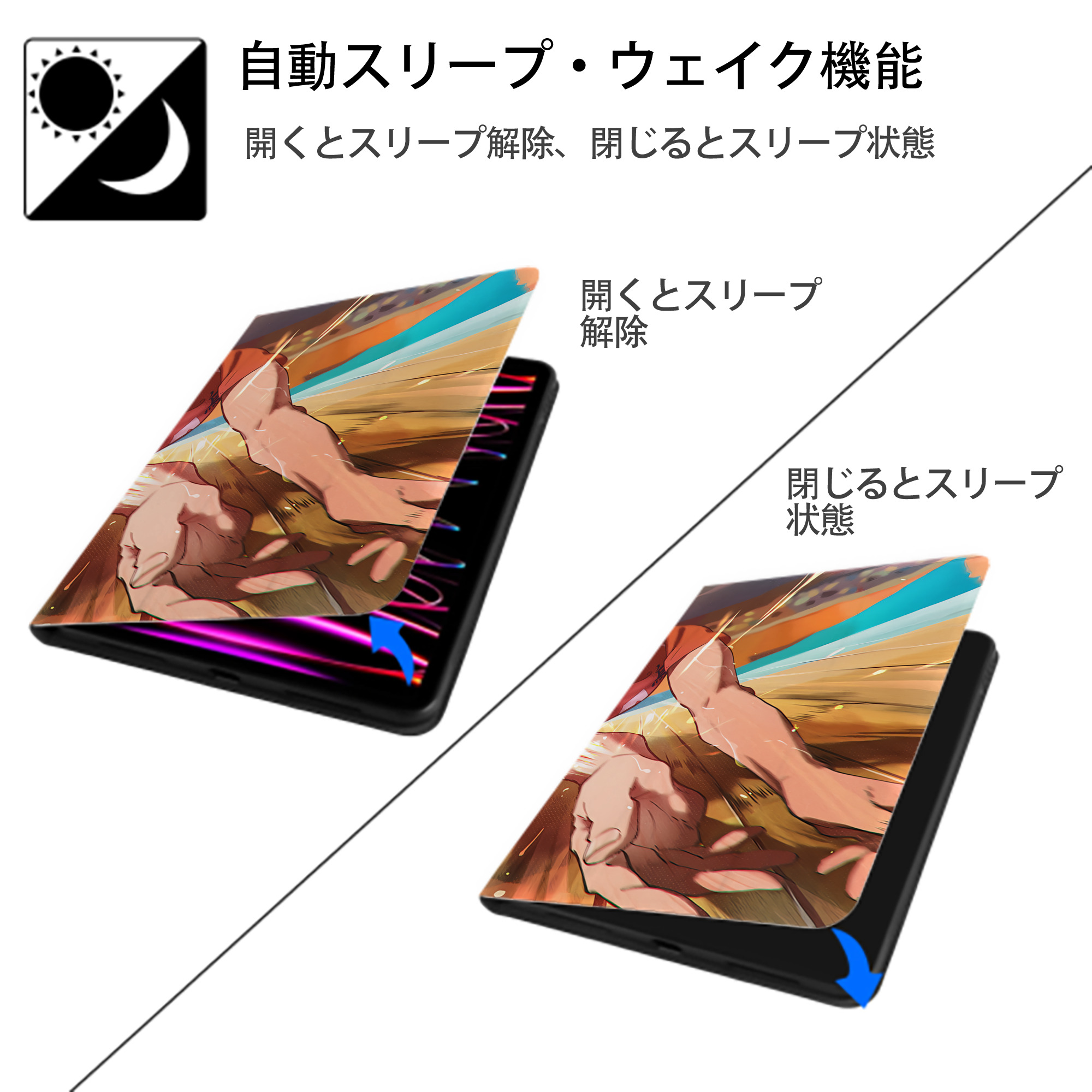 ハイキュー!! Haikyu!! IPad ケース ブック型 PUレザー TPU 耐衝撃 軽量 薄型 ペン収納なし 全面保護 IPad 各モデル対応