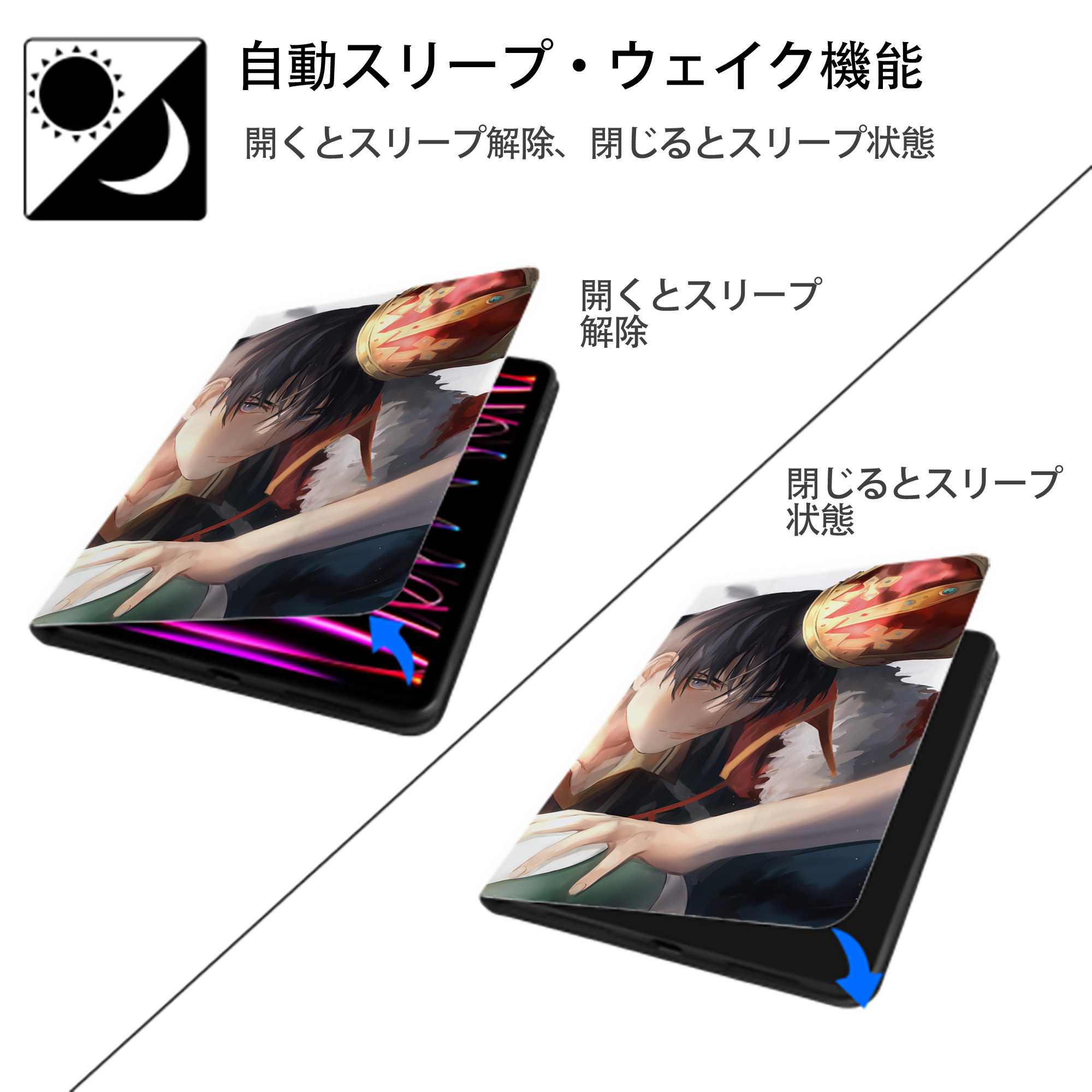 ハイキュー!! Haikyu!! IPad ケース ブック型 PUレザー TPU 耐衝撃 軽量 薄型 ペン収納なし 全面保護 IPad 各モデル対応