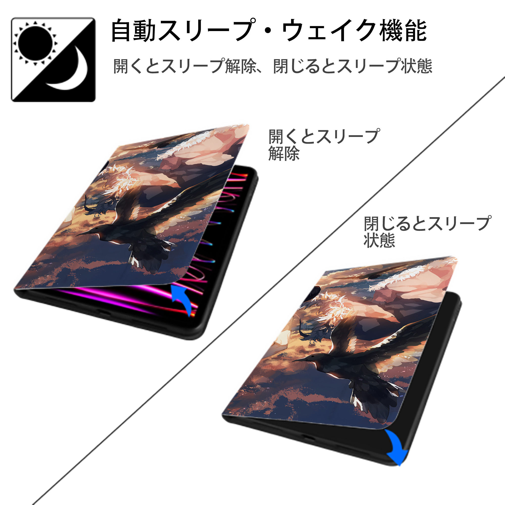ハイキュー!! Haikyu!! IPad ケース ブック型 PUレザー TPU 耐衝撃 軽量 薄型 ペン収納なし 全面保護 IPad 各モデル対応