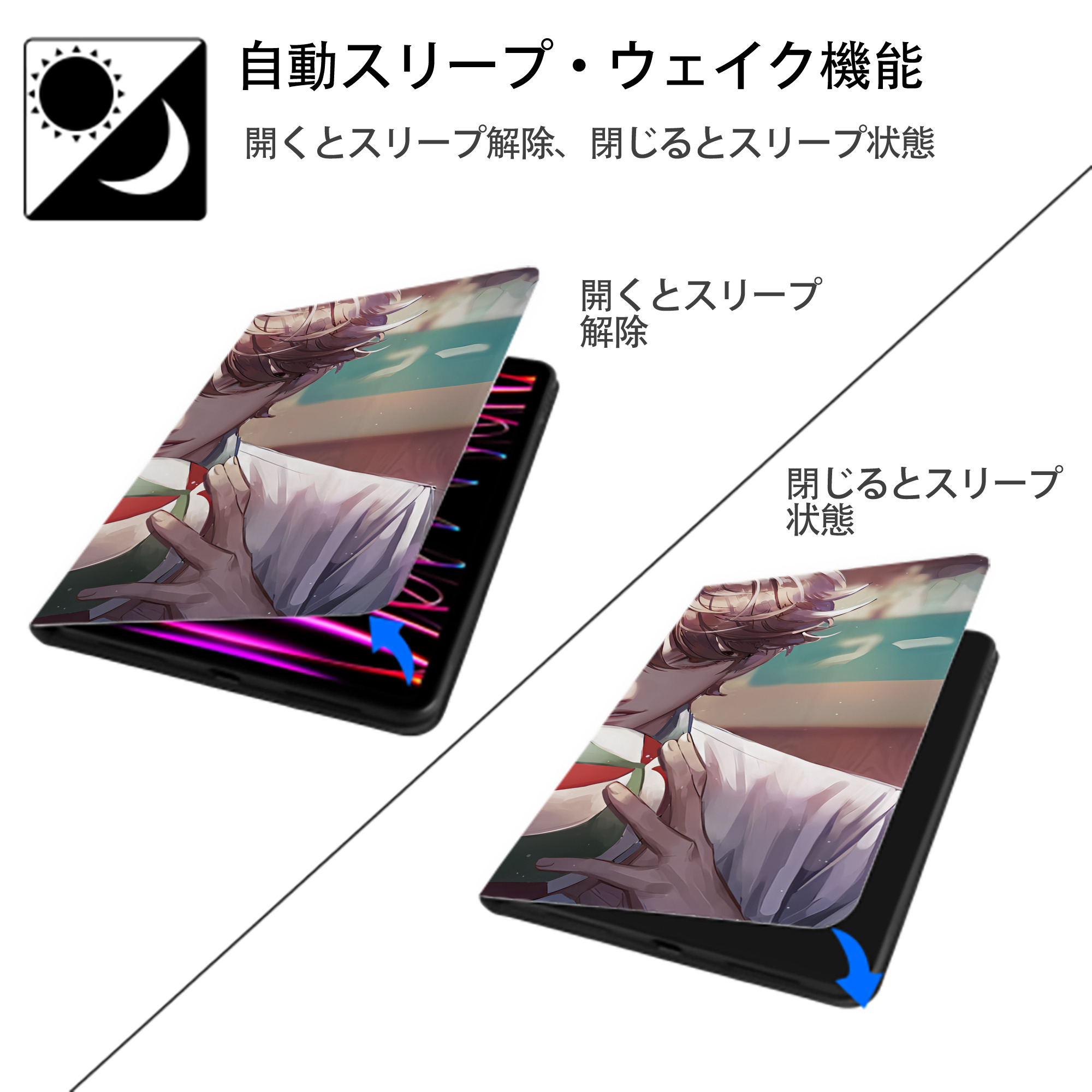 ハイキュー!! Haikyu!! IPad ケース ブック型 PUレザー TPU 耐衝撃 軽量 薄型 ペン収納なし 全面保護 IPad 各モデル対応