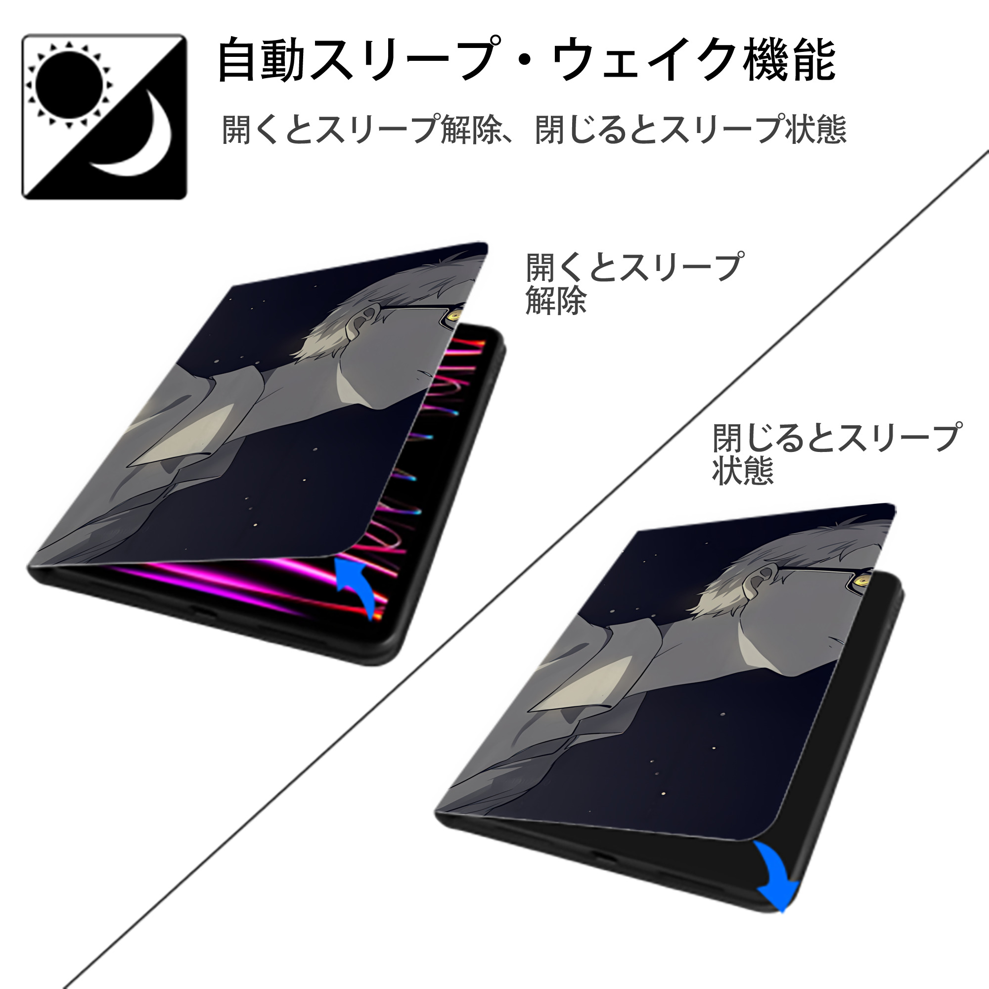 ハイキュー!! Haikyu!! IPad ケース ブック型 PUレザー TPU 耐衝撃 軽量 薄型 ペン収納なし 全面保護 IPad 各モデル対応