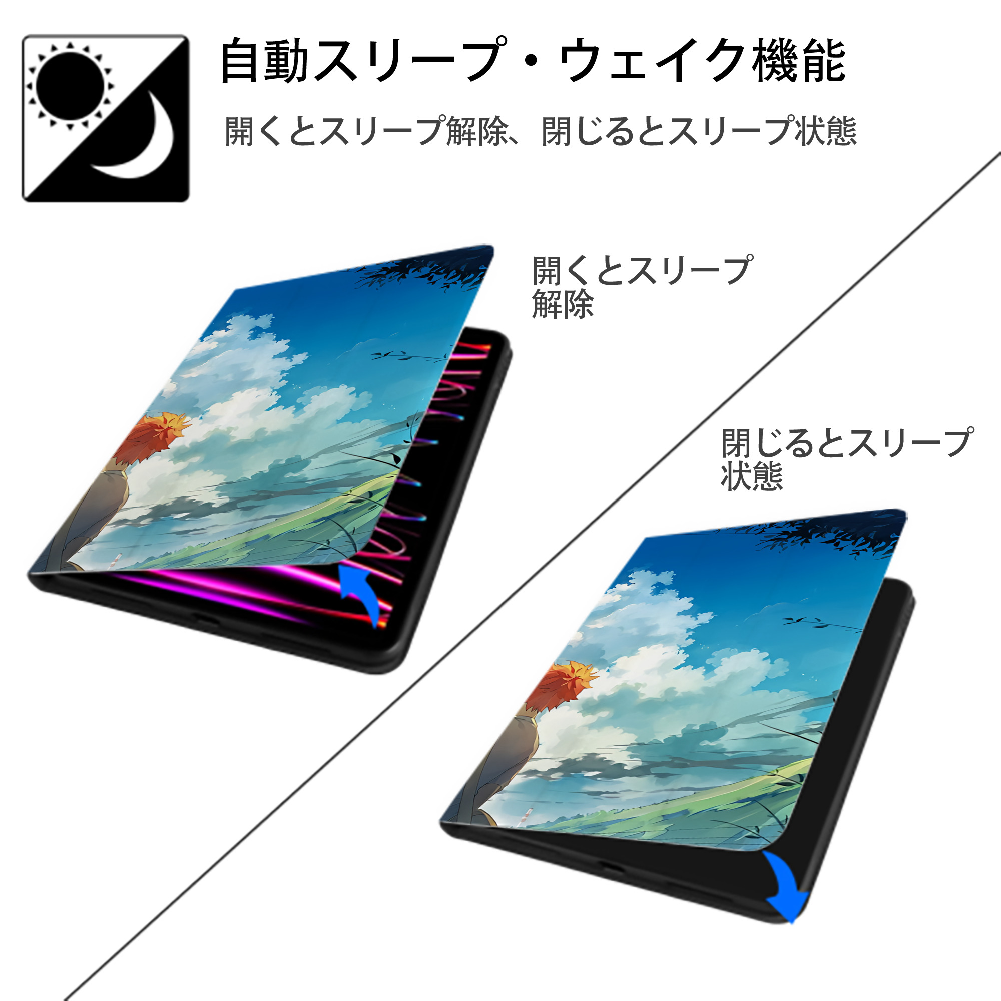 ハイキュー!! Haikyu!! IPad ケース ブック型 PUレザー TPU 耐衝撃 軽量 薄型 ペン収納なし 全面保護 IPad 各モデル対応