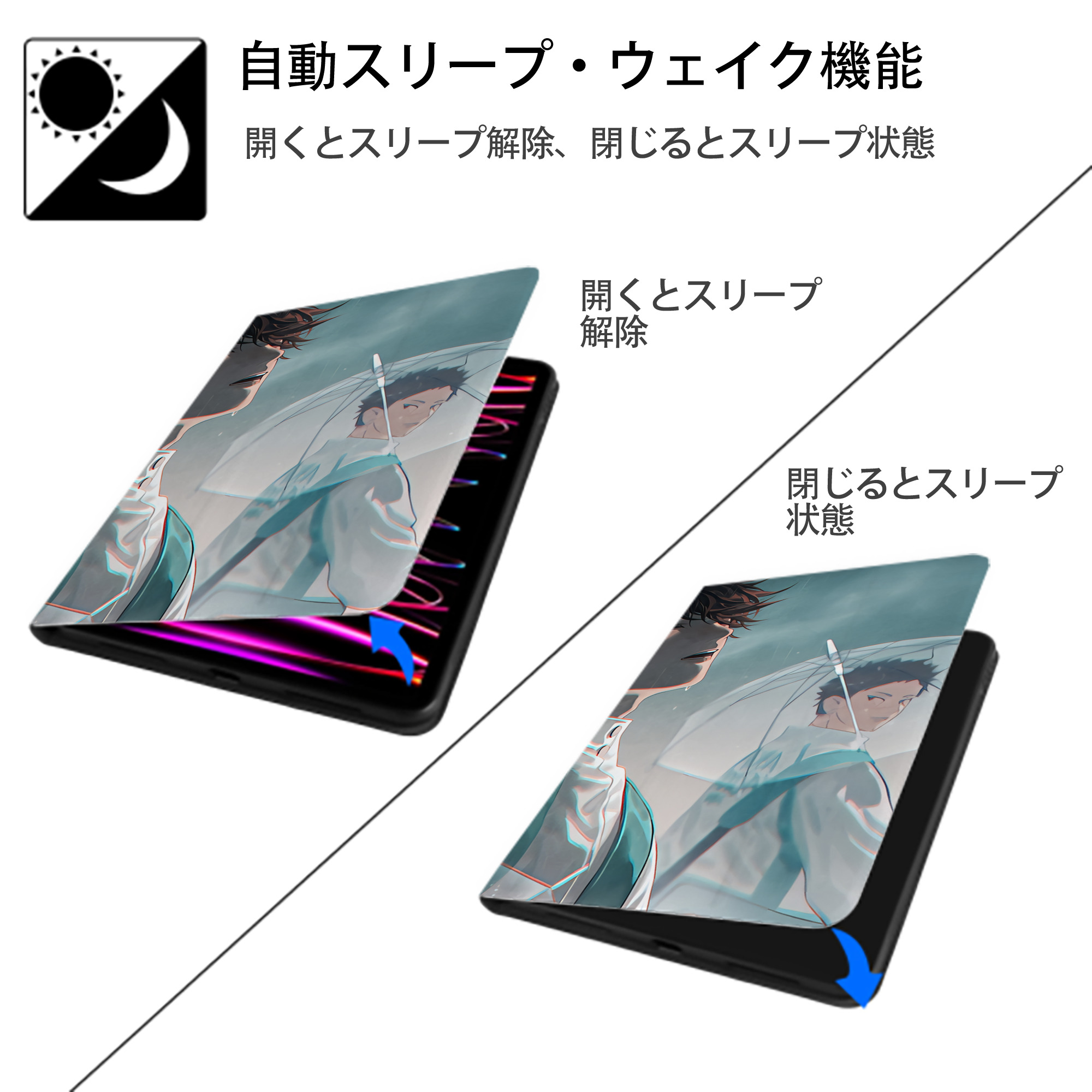 ハイキュー!! Haikyu!! IPad ケース ブック型 PUレザー TPU 耐衝撃 軽量 薄型 ペン収納なし 全面保護 IPad 各モデル対応
