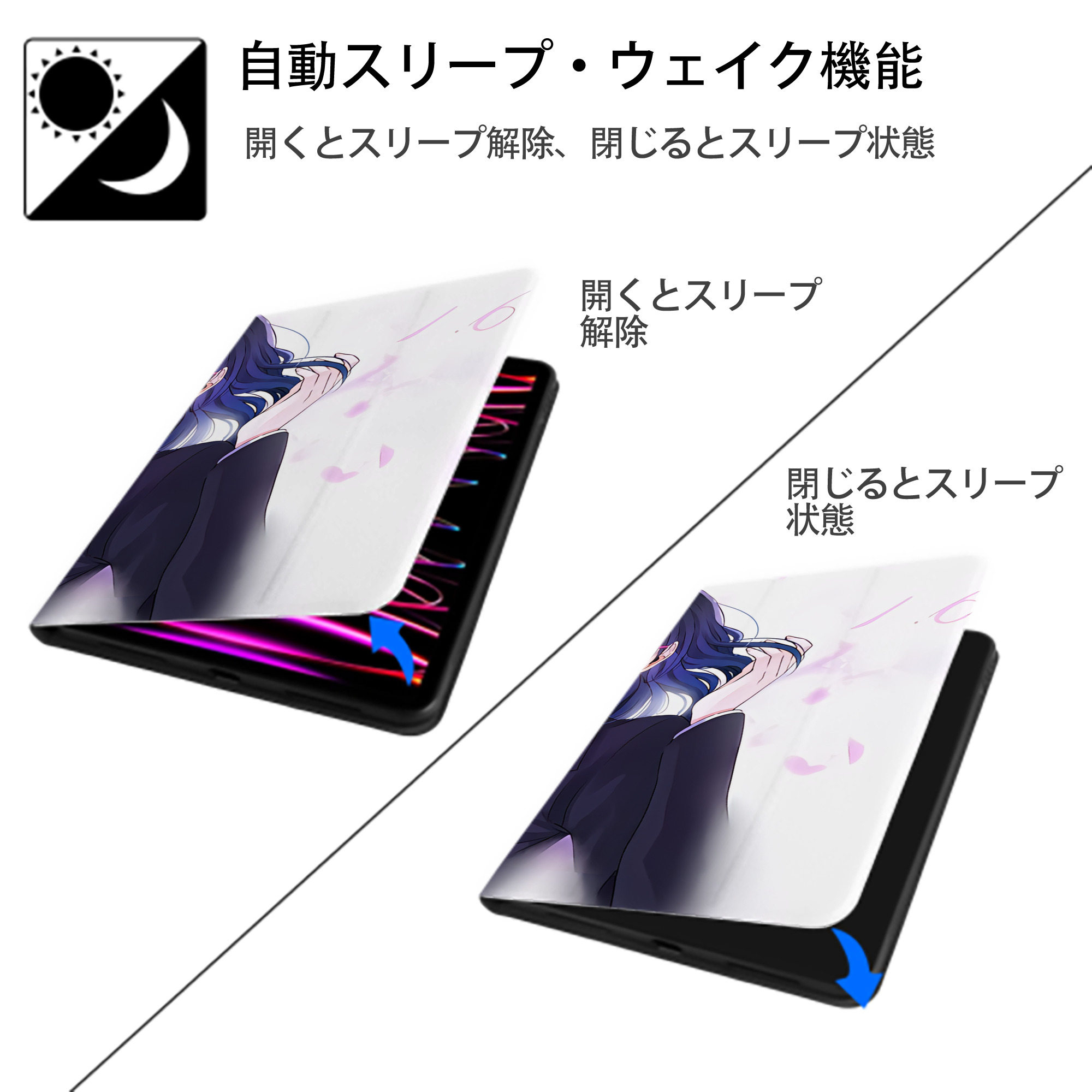ハイキュー!! Haikyu!! IPad ケース ブック型 PUレザー TPU 耐衝撃 軽量 薄型 ペン収納なし 全面保護 IPad 各モデル対応