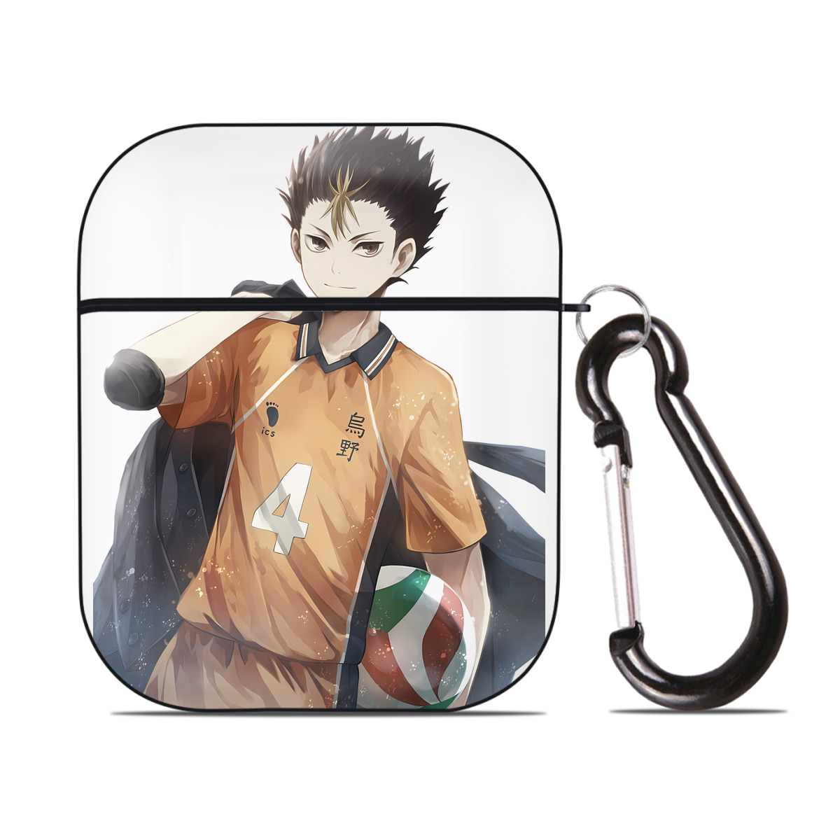 （画像用） ハイキュー!! Haikyu!! AirPods 第2世代保護ケース ハードシェル ブラック 耐衝撃・防指紋・カラビナ付き