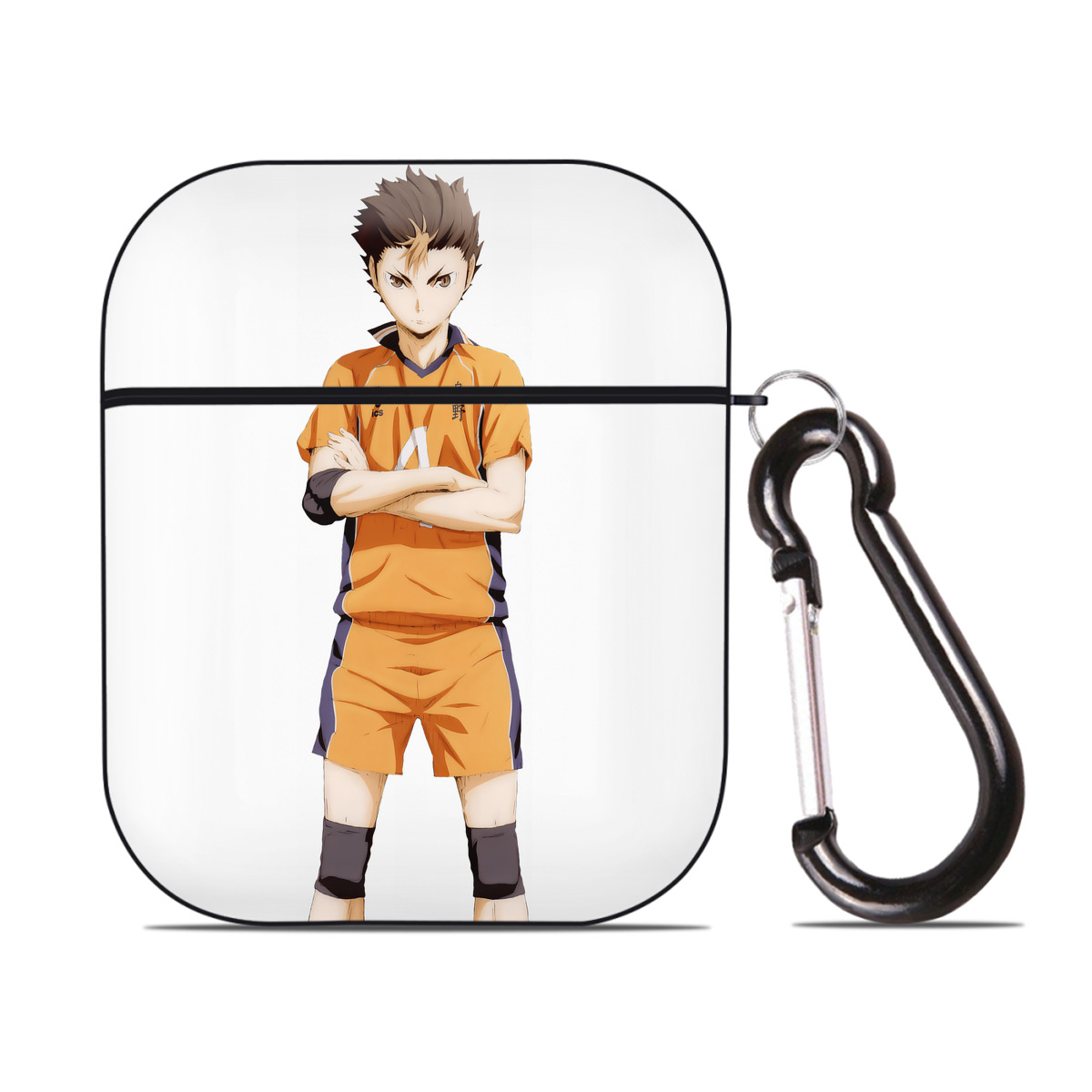 （画像用） ハイキュー!! Haikyu!! AirPods 第2世代保護ケース ハードシェル ブラック 耐衝撃・防指紋・カラビナ付き