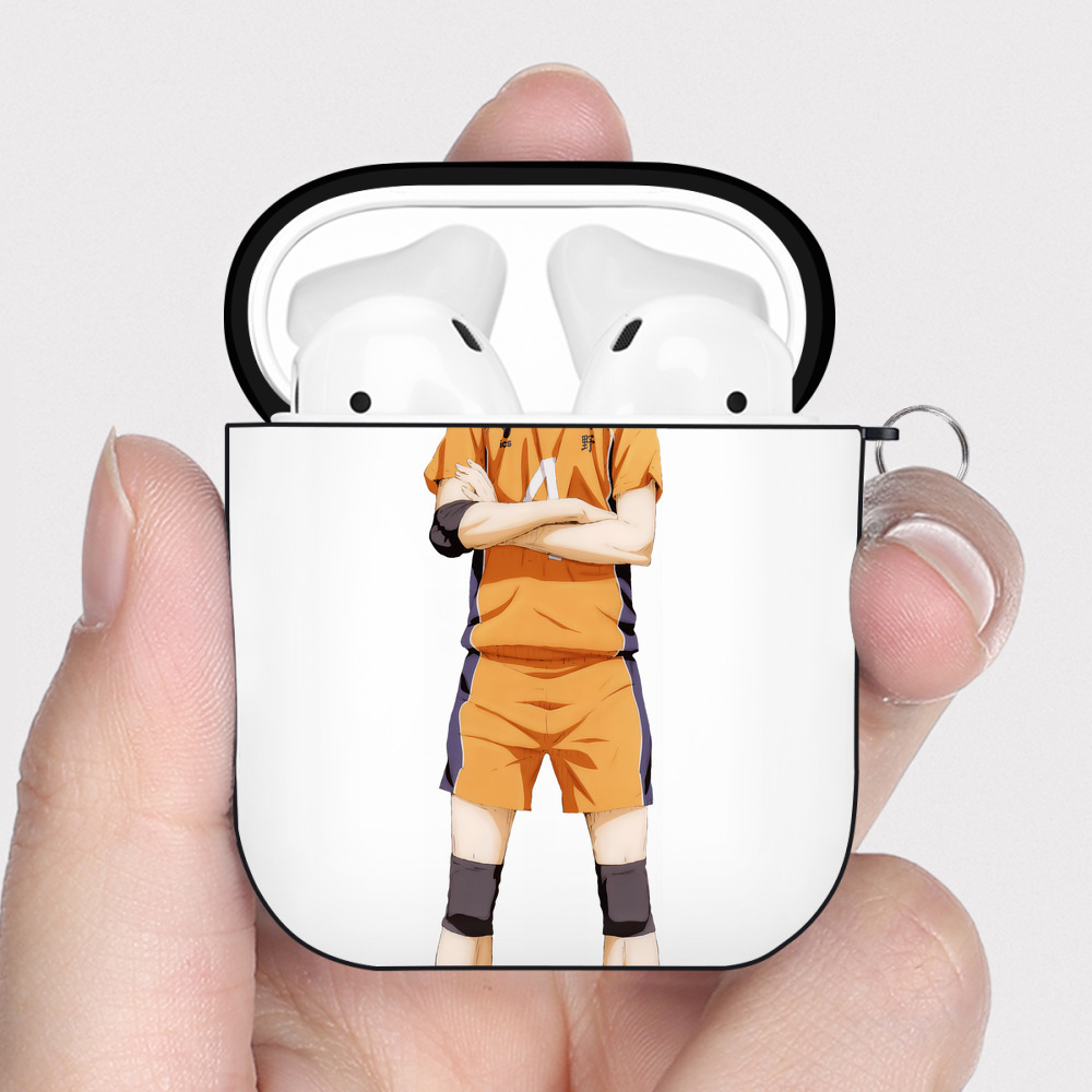（画像用） ハイキュー!! Haikyu!! AirPods 第2世代保護ケース ハードシェル ブラック 耐衝撃・防指紋・カラビナ付き
