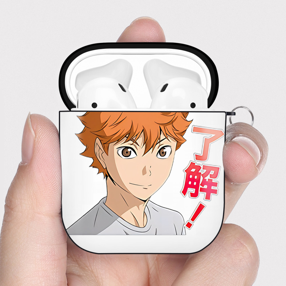 （画像用） ハイキュー!! Haikyu!! AirPods 第2世代保護ケース ハードシェル ブラック 耐衝撃・防指紋・カラビナ付き