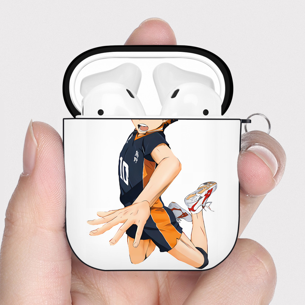 （画像用） ハイキュー!! Haikyu!! AirPods 第2世代保護ケース ハードシェル ブラック 耐衝撃・防指紋・カラビナ付き