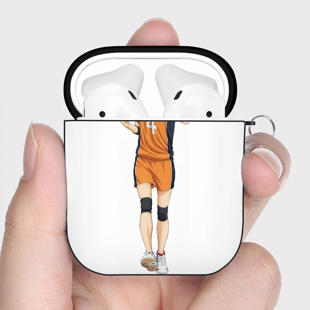 （画像用） ハイキュー!! Haikyu!! AirPods 第2世代保護ケース ハードシェル ブラック 耐衝撃・防指紋・カラビナ付き