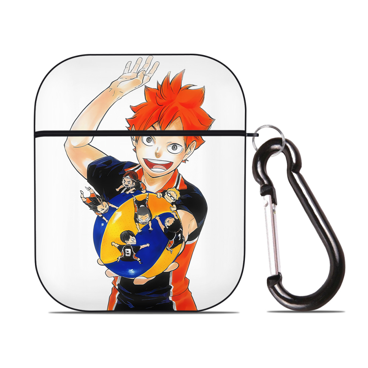 （画像用） ハイキュー!! Haikyu!! AirPods 第2世代保護ケース ハードシェル ブラック 耐衝撃・防指紋・カラビナ付き
