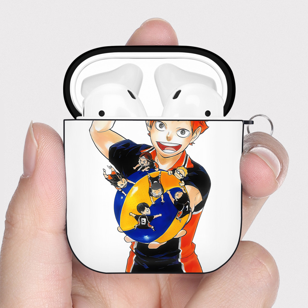 （画像用） ハイキュー!! Haikyu!! AirPods 第2世代保護ケース ハードシェル ブラック 耐衝撃・防指紋・カラビナ付き