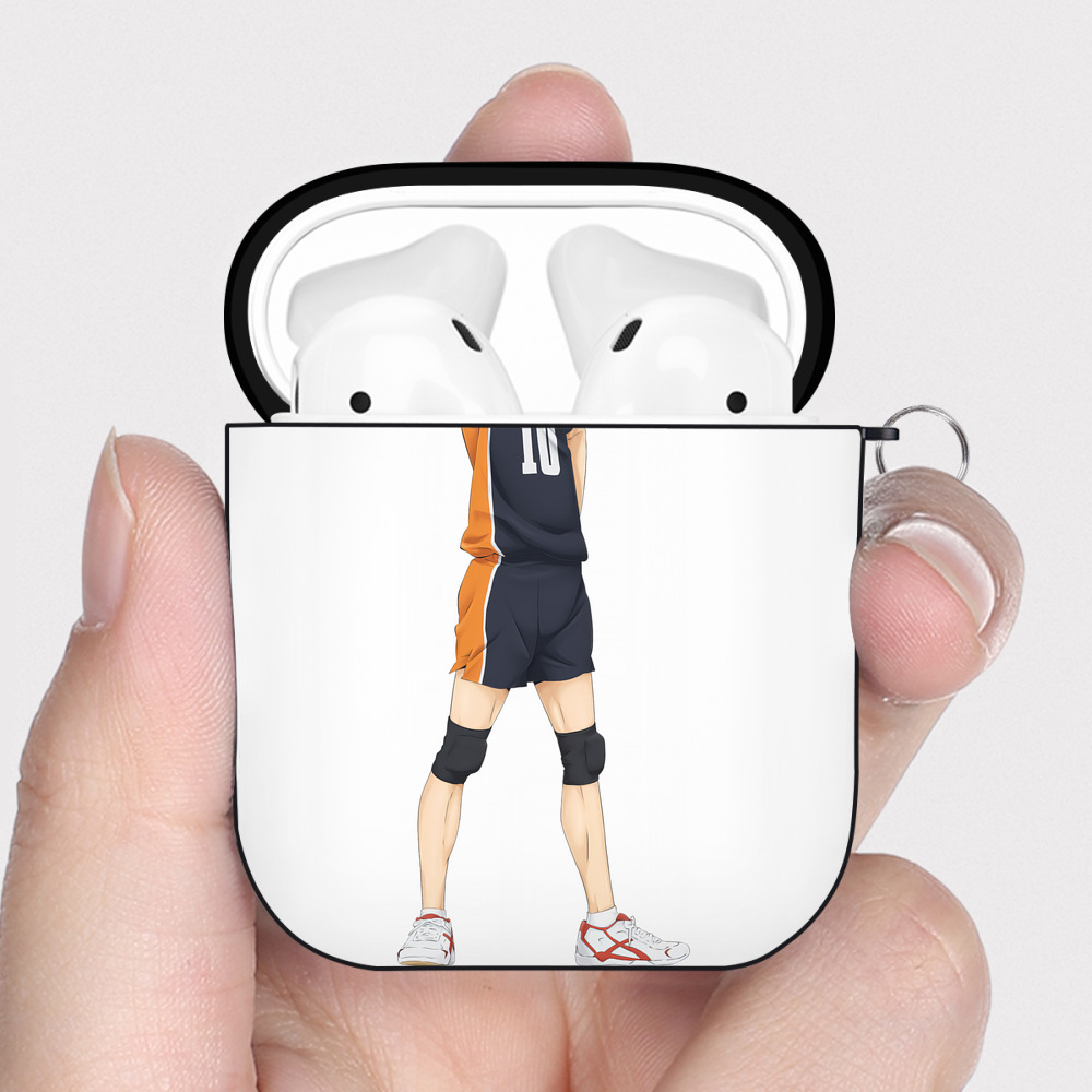 （画像用） ハイキュー!! Haikyu!! AirPods 第2世代保護ケース ハードシェル ブラック 耐衝撃・防指紋・カラビナ付き