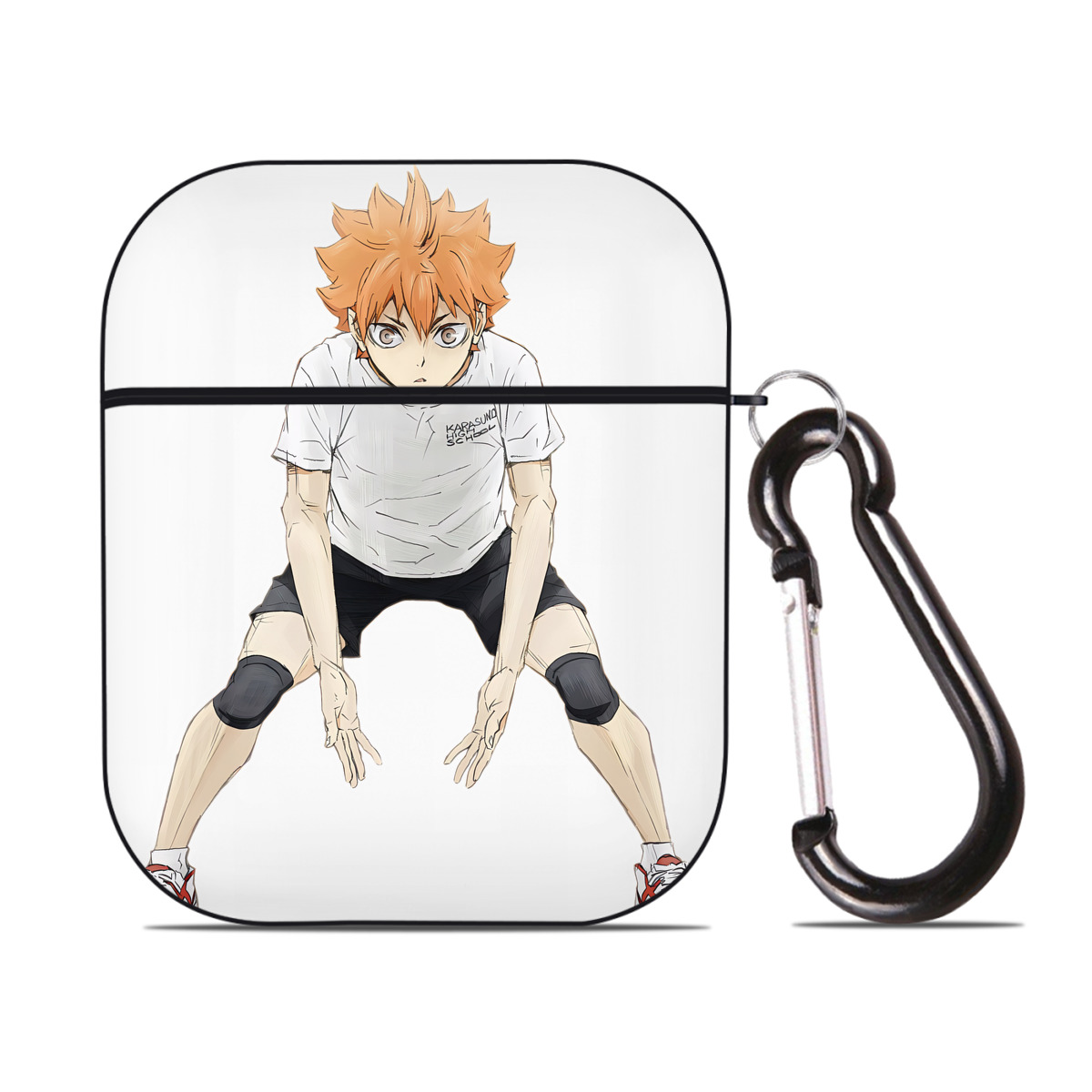 （画像用） ハイキュー!! Haikyu!! AirPods 第2世代保護ケース ハードシェル ブラック 耐衝撃・防指紋・カラビナ付き