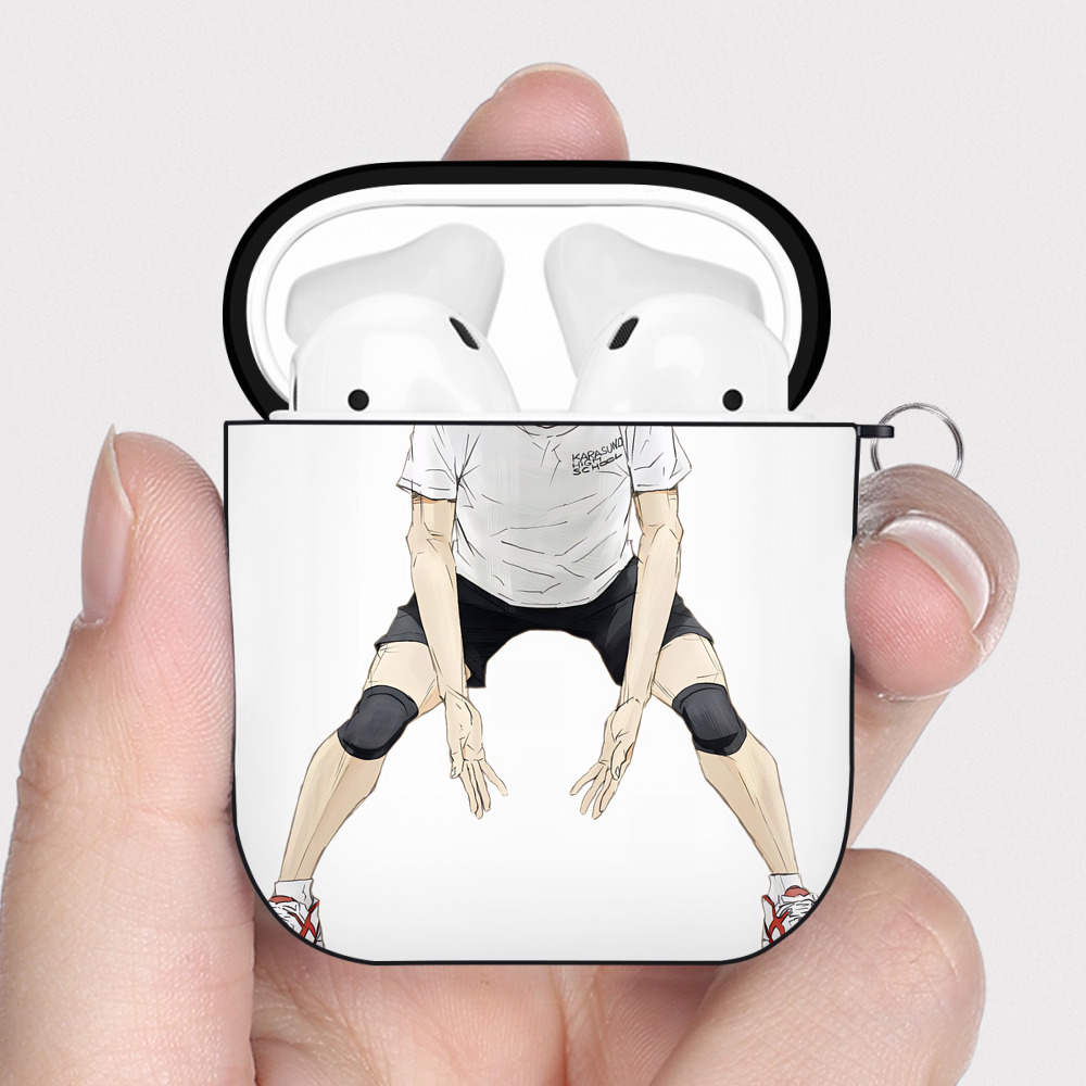 （画像用） ハイキュー!! Haikyu!! AirPods 第2世代保護ケース ハードシェル ブラック 耐衝撃・防指紋・カラビナ付き