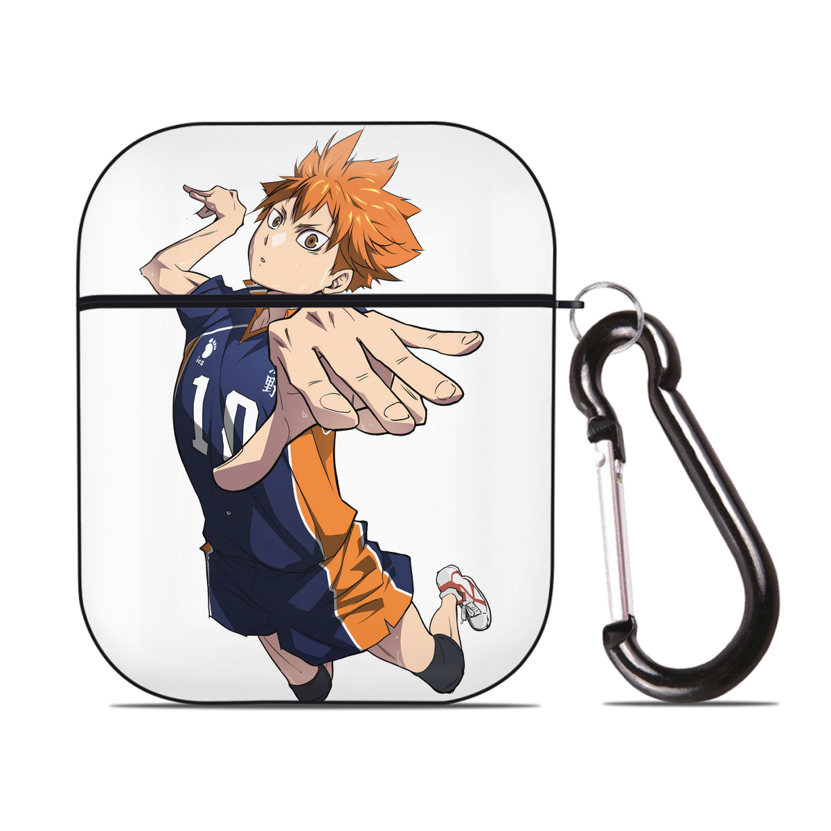 （画像用） ハイキュー!! Haikyu!! AirPods 第2世代保護ケース ハードシェル ブラック 耐衝撃・防指紋・カラビナ付き