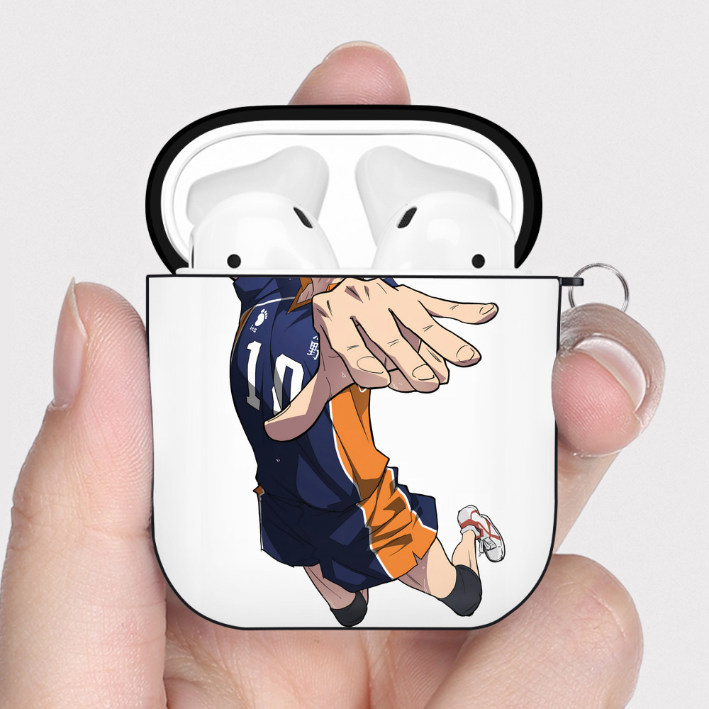（画像用） ハイキュー!! Haikyu!! AirPods 第2世代保護ケース ハードシェル ブラック 耐衝撃・防指紋・カラビナ付き