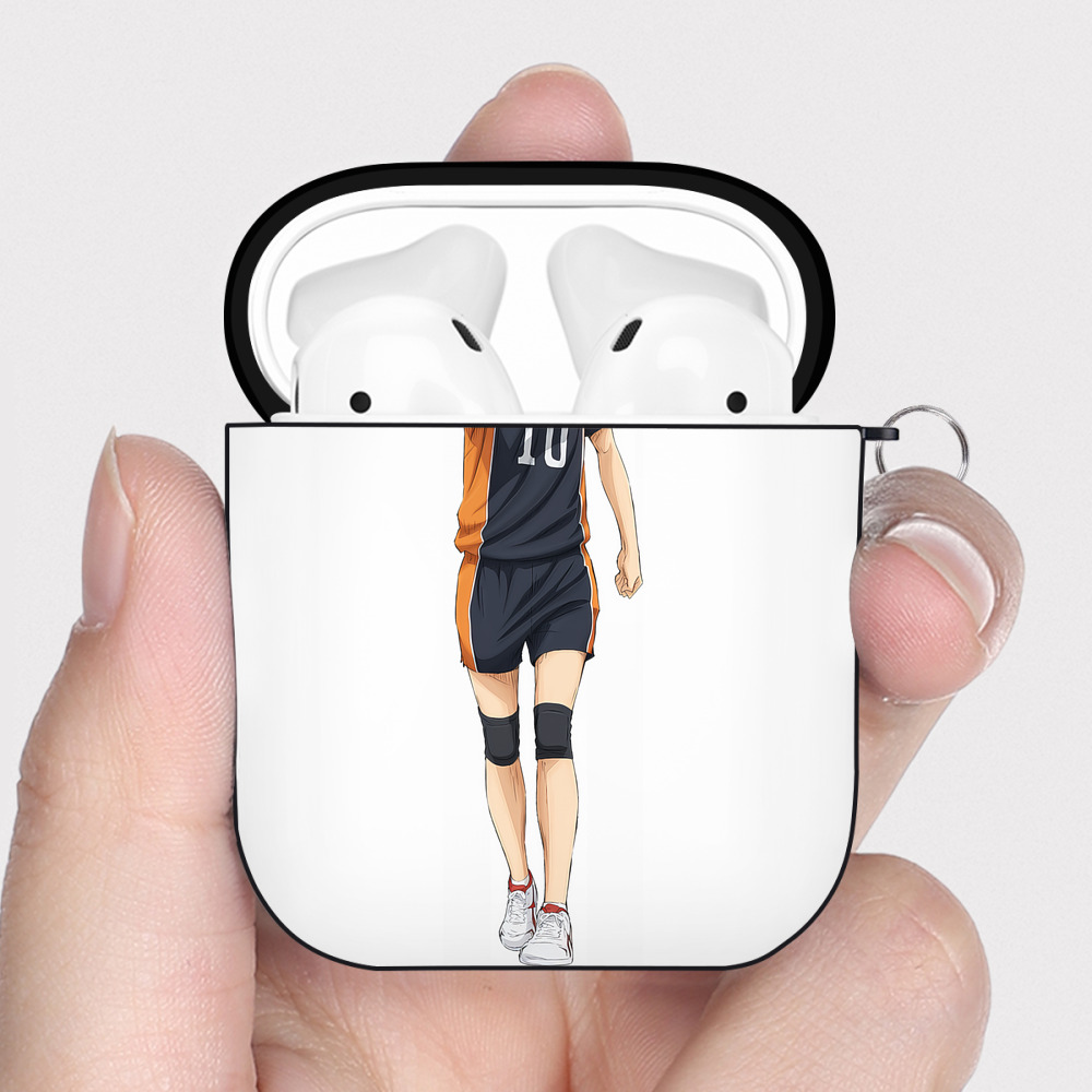 （画像用） ハイキュー!! Haikyu!! AirPods 第2世代保護ケース ハードシェル ブラック 耐衝撃・防指紋・カラビナ付き