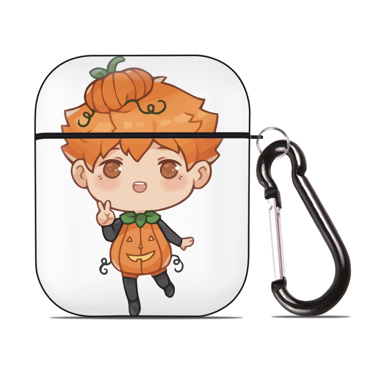 （画像用） ハイキュー!! Haikyu!! AirPods 第2世代保護ケース ハードシェル ブラック 耐衝撃・防指紋・カラビナ付き