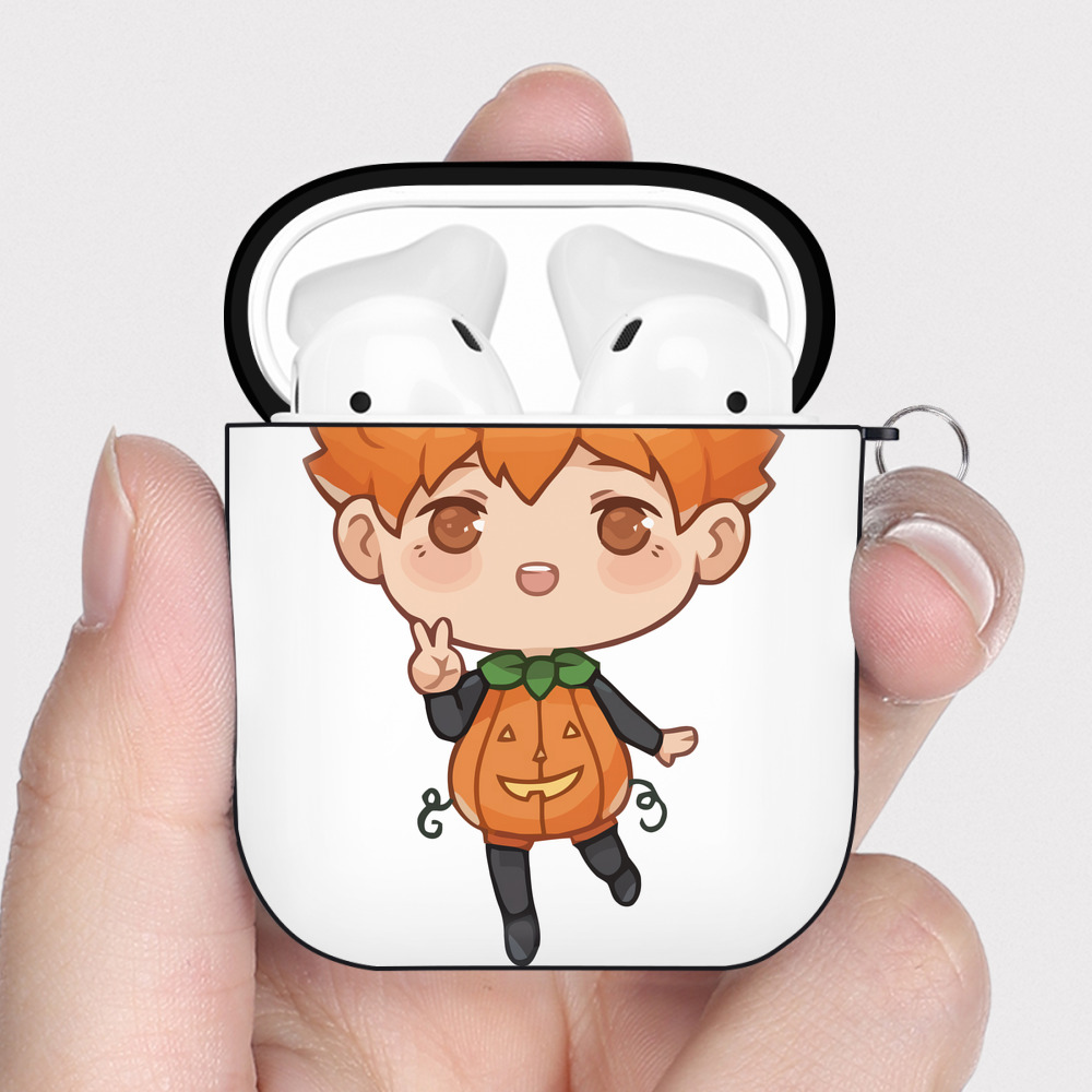 （画像用） ハイキュー!! Haikyu!! AirPods 第2世代保護ケース ハードシェル ブラック 耐衝撃・防指紋・カラビナ付き