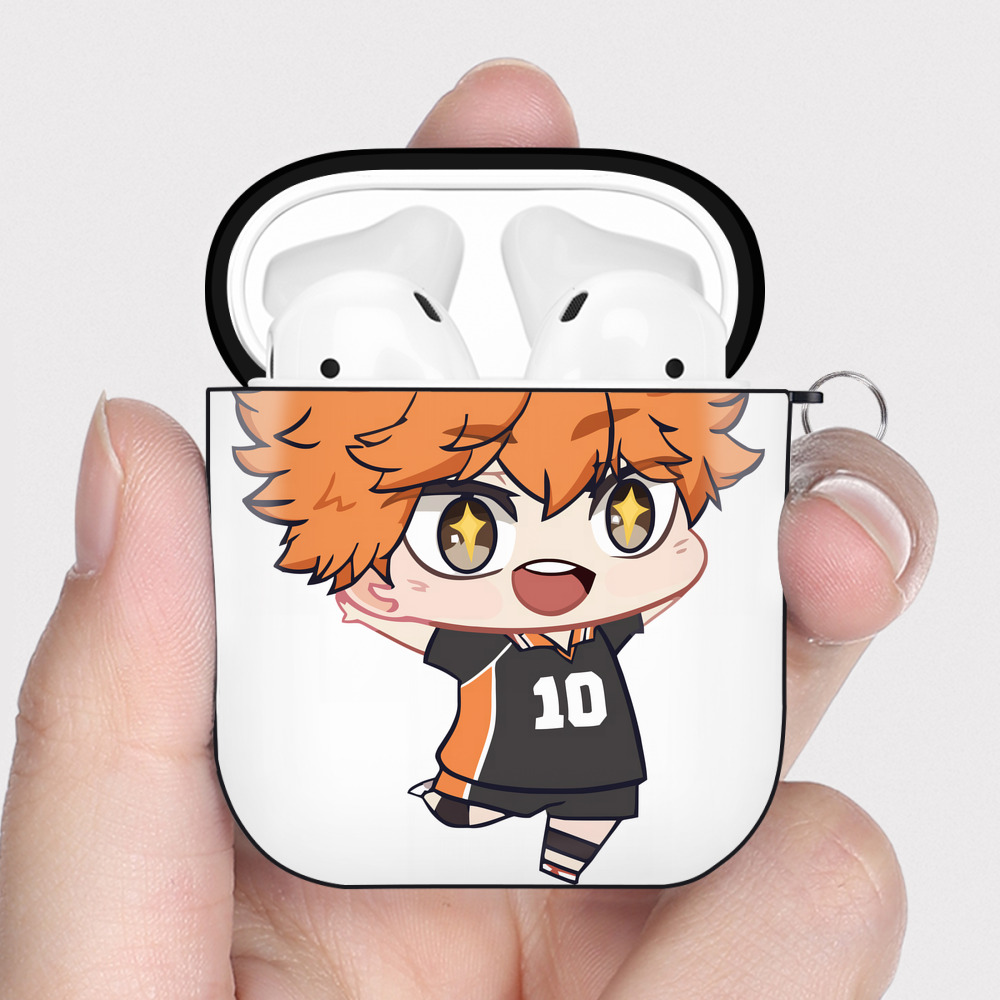 （画像用） ハイキュー!! Haikyu!! AirPods 第2世代保護ケース ハードシェル ブラック 耐衝撃・防指紋・カラビナ付き