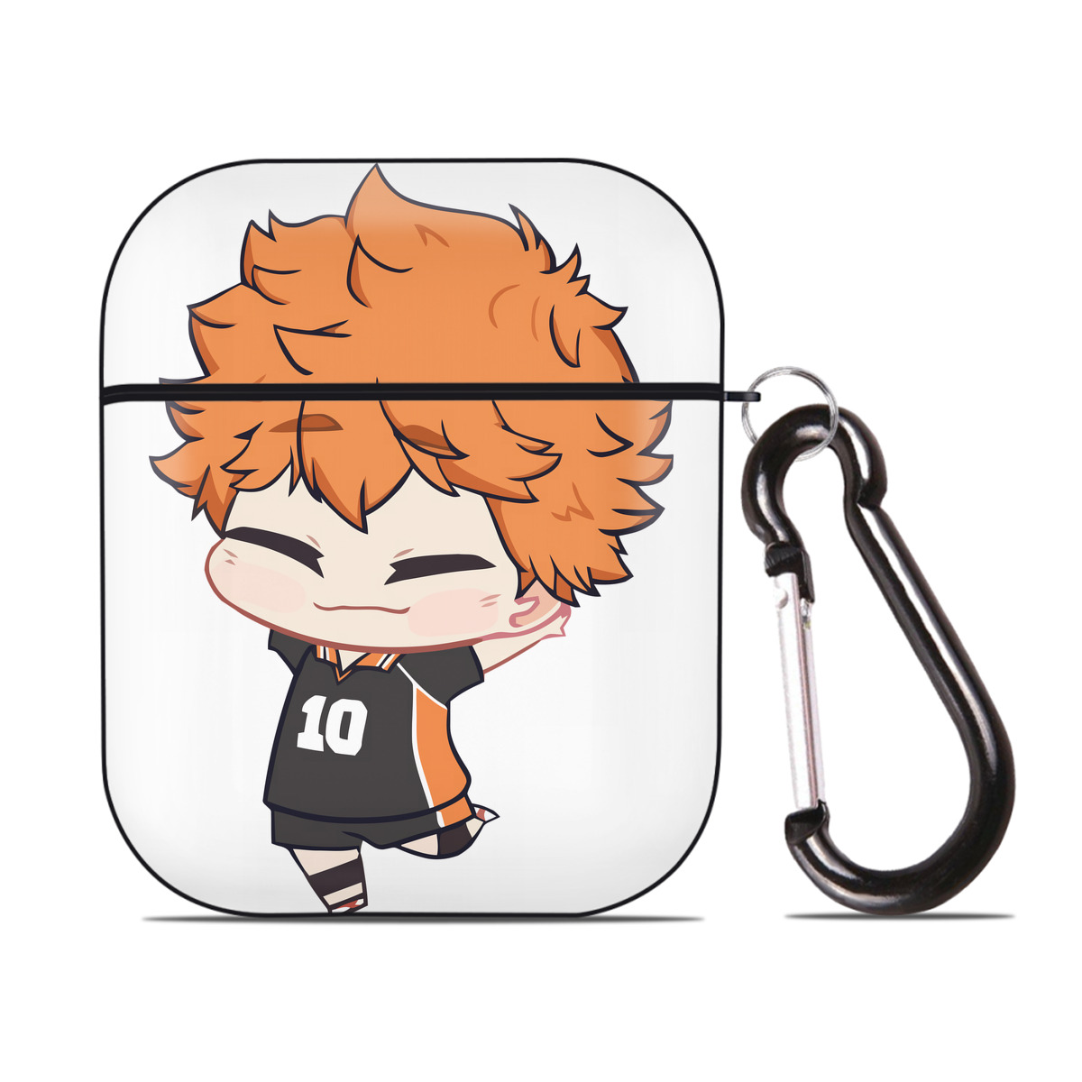 （画像用） ハイキュー!! Haikyu!! AirPods 第2世代保護ケース ハードシェル ブラック 耐衝撃・防指紋・カラビナ付き