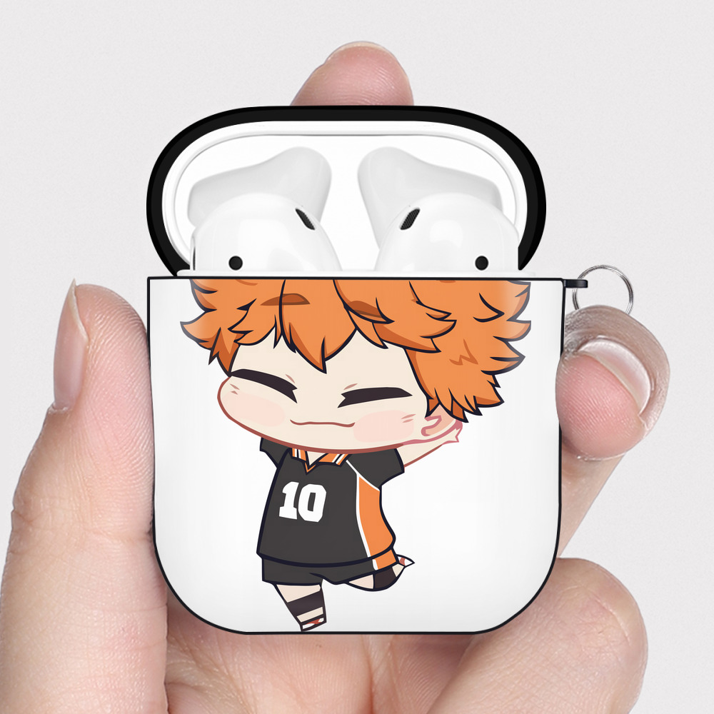 （画像用） ハイキュー!! Haikyu!! AirPods 第2世代保護ケース ハードシェル ブラック 耐衝撃・防指紋・カラビナ付き