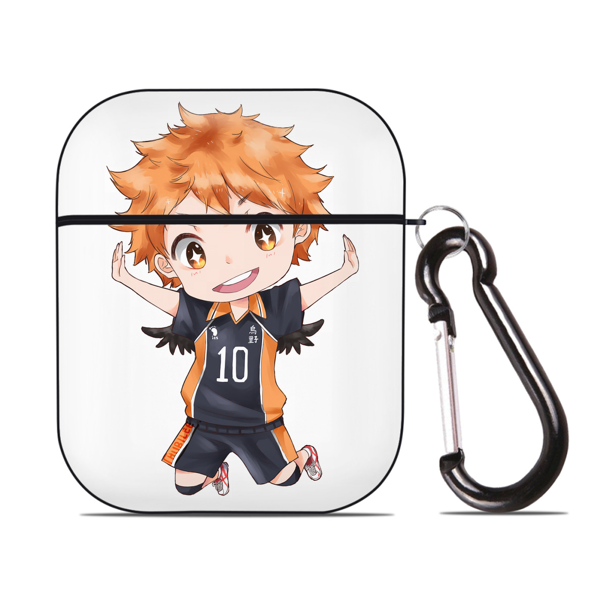 （画像用） ハイキュー!! Haikyu!! AirPods 第2世代保護ケース ハードシェル ブラック 耐衝撃・防指紋・カラビナ付き