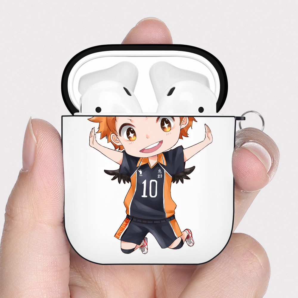 （画像用） ハイキュー!! Haikyu!! AirPods 第2世代保護ケース ハードシェル ブラック 耐衝撃・防指紋・カラビナ付き