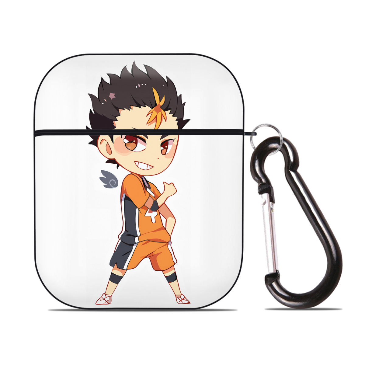 （画像用） ハイキュー!! Haikyu!! AirPods 第2世代保護ケース ハードシェル ブラック 耐衝撃・防指紋・カラビナ付き