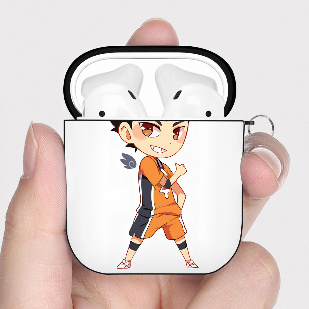 （画像用） ハイキュー!! Haikyu!! AirPods 第2世代保護ケース ハードシェル ブラック 耐衝撃・防指紋・カラビナ付き
