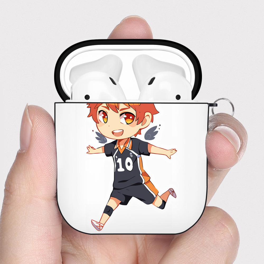 （画像用） ハイキュー!! Haikyu!! AirPods 第2世代保護ケース ハードシェル ブラック 耐衝撃・防指紋・カラビナ付き