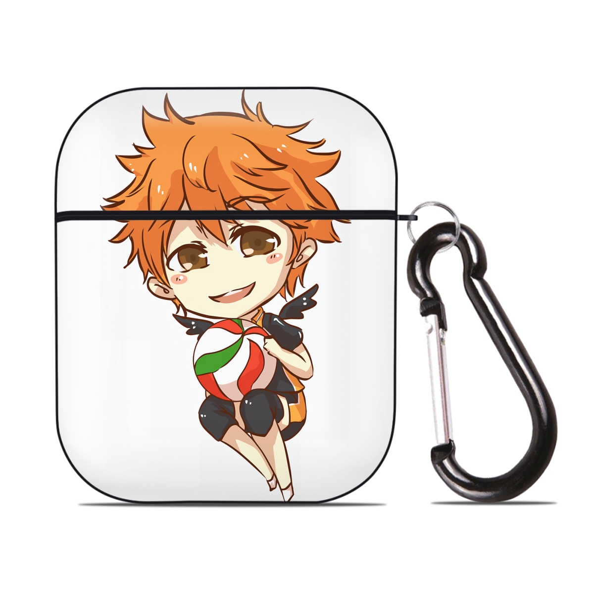 （画像用） ハイキュー!! Haikyu!! AirPods 第2世代保護ケース ハードシェル ブラック 耐衝撃・防指紋・カラビナ付き
