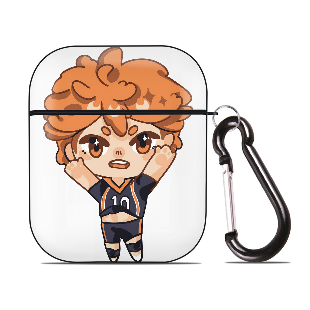 （画像用） ハイキュー!! Haikyu!! AirPods 第2世代保護ケース ハードシェル ブラック 耐衝撃・防指紋・カラビナ付き