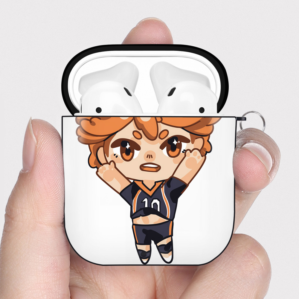 （画像用） ハイキュー!! Haikyu!! AirPods 第2世代保護ケース ハードシェル ブラック 耐衝撃・防指紋・カラビナ付き