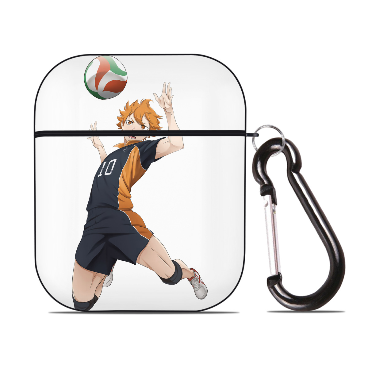 （画像用） ハイキュー!! Haikyu!! AirPods 第2世代保護ケース ハードシェル ブラック 耐衝撃・防指紋・カラビナ付き