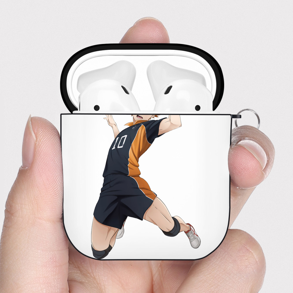 （画像用） ハイキュー!! Haikyu!! AirPods 第2世代保護ケース ハードシェル ブラック 耐衝撃・防指紋・カラビナ付き